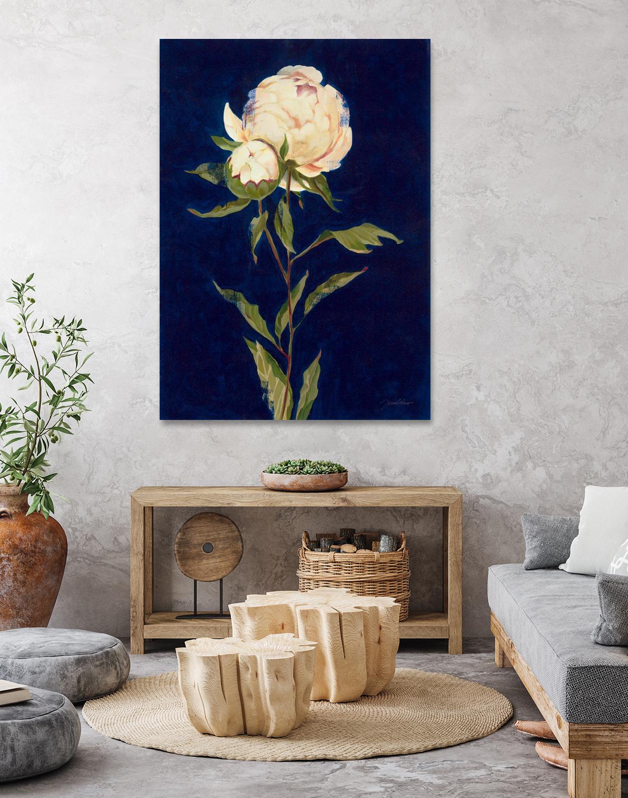 Pretty As A Peony II by Liz Jardine on GIANT ART - blues botanical peony