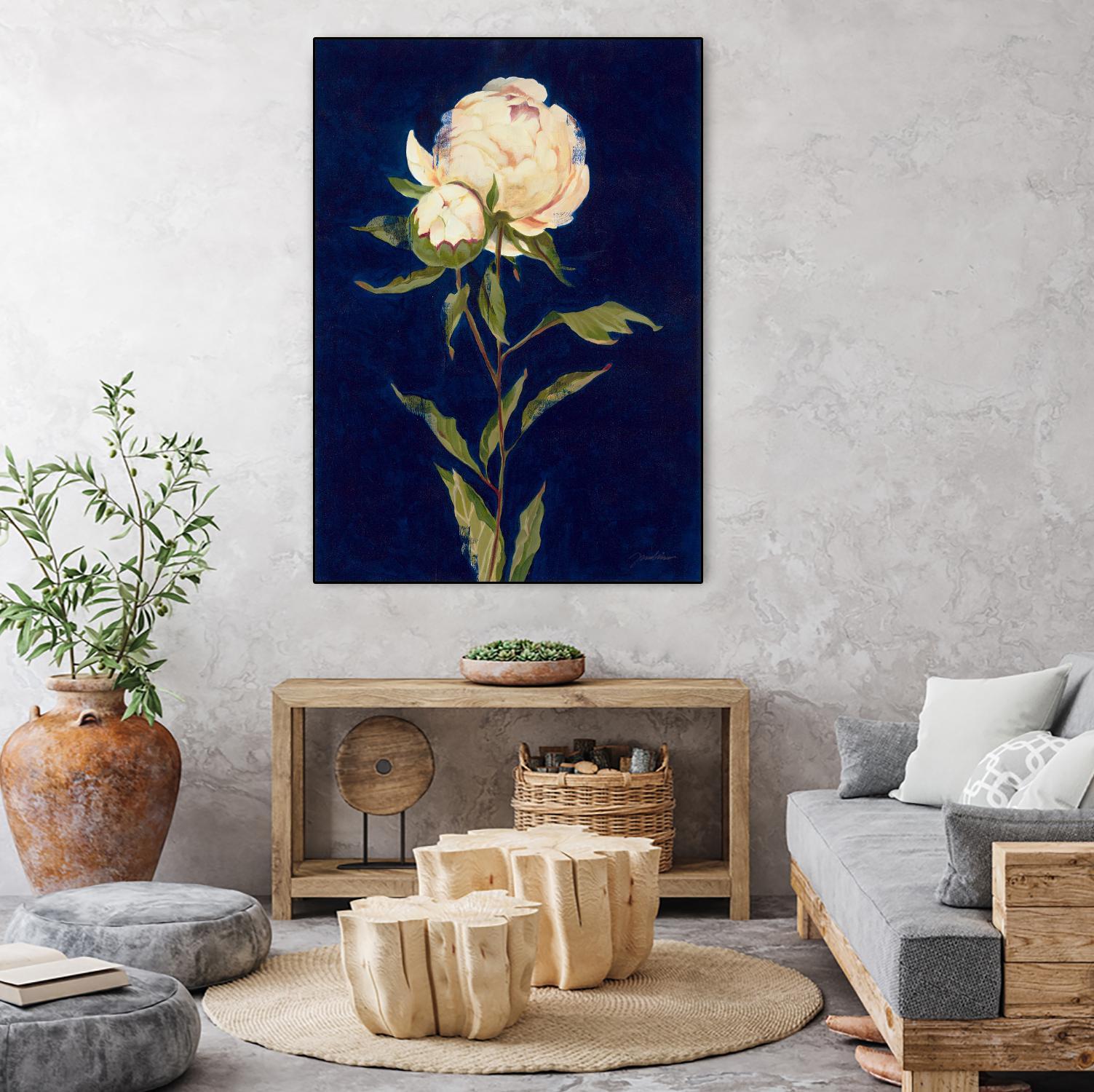 Pretty As A Peony II by Liz Jardine on GIANT ART - blues botanical peony