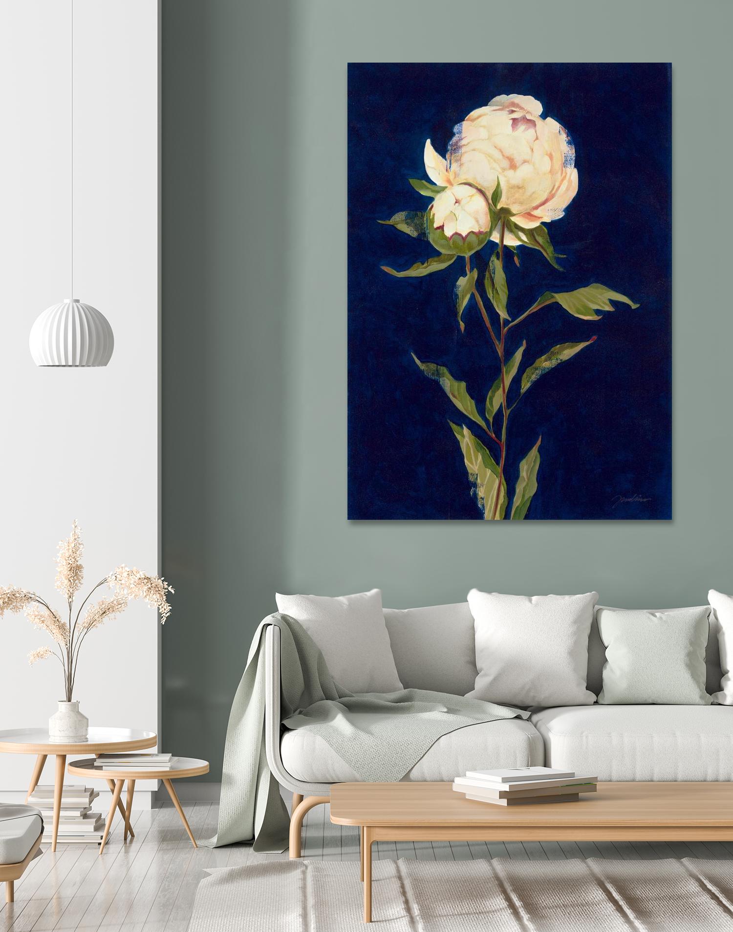 Pretty As A Peony II by Liz Jardine on GIANT ART - blues botanical peony