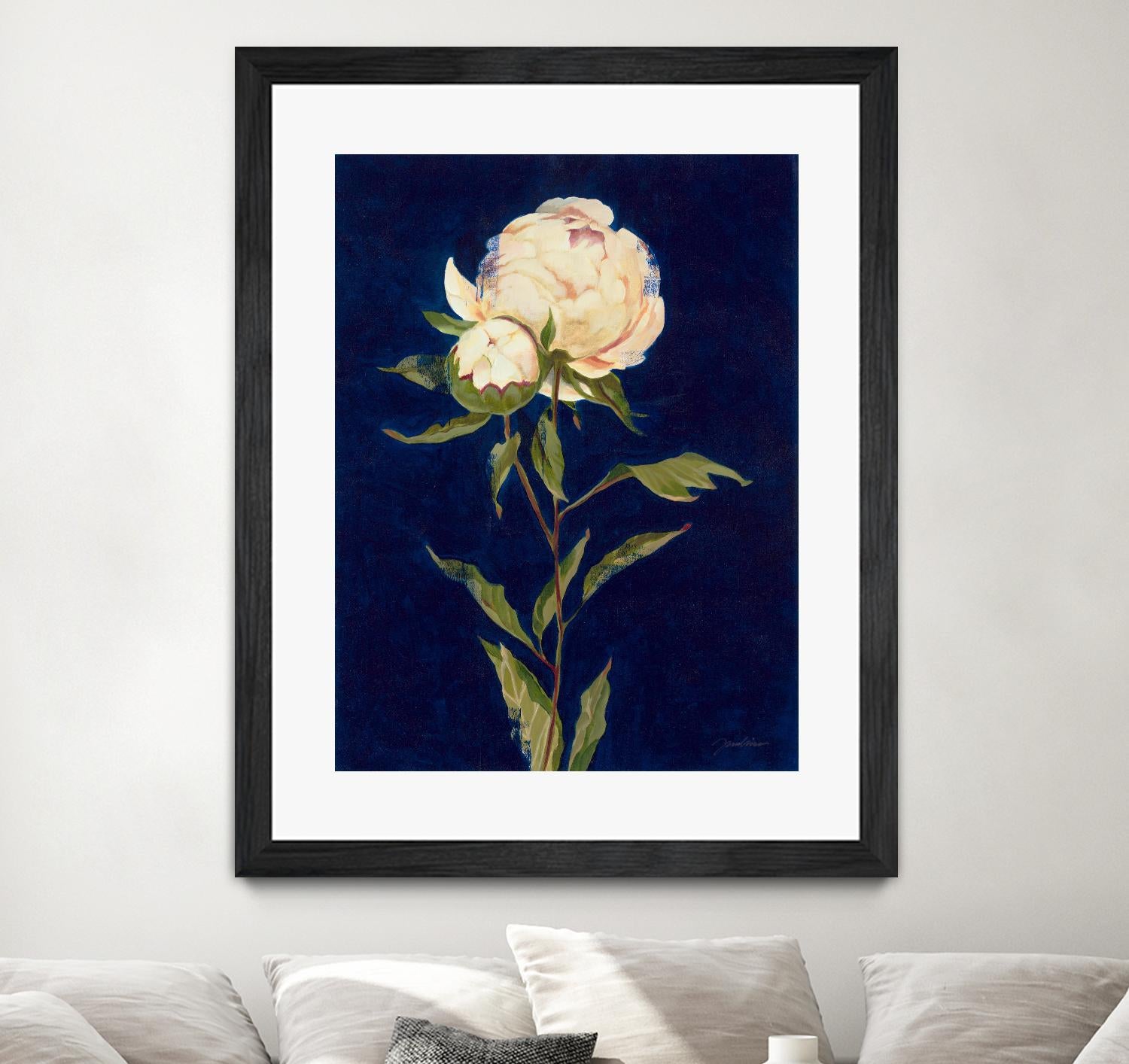 Pretty As A Peony II by Liz Jardine on GIANT ART - blues botanical peony