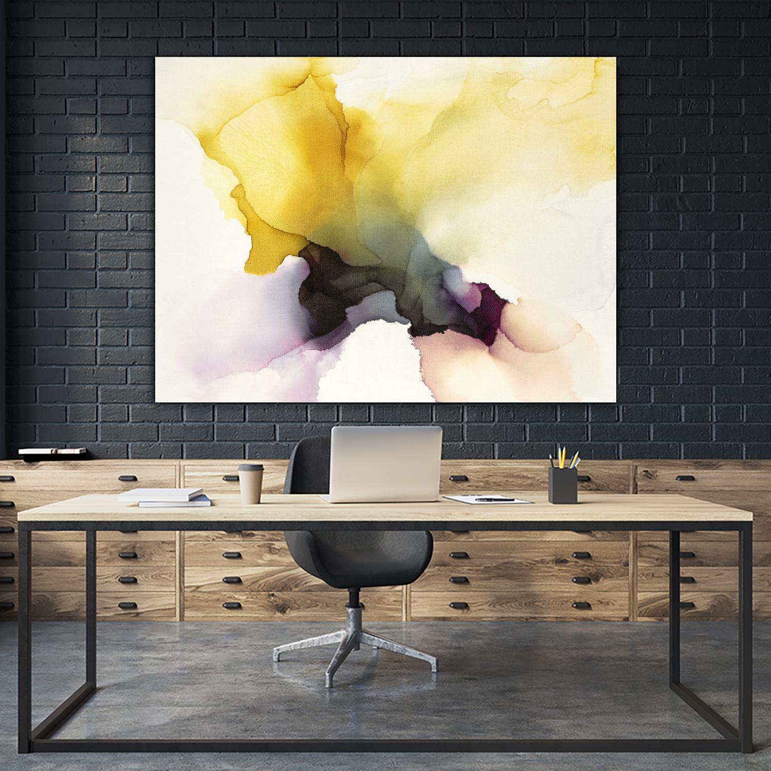 Never Have I Laid Eyes On Equal Beauty In Man Or Woman by Kippi Leonard on GIANT ART - yellows fluid abstracts
