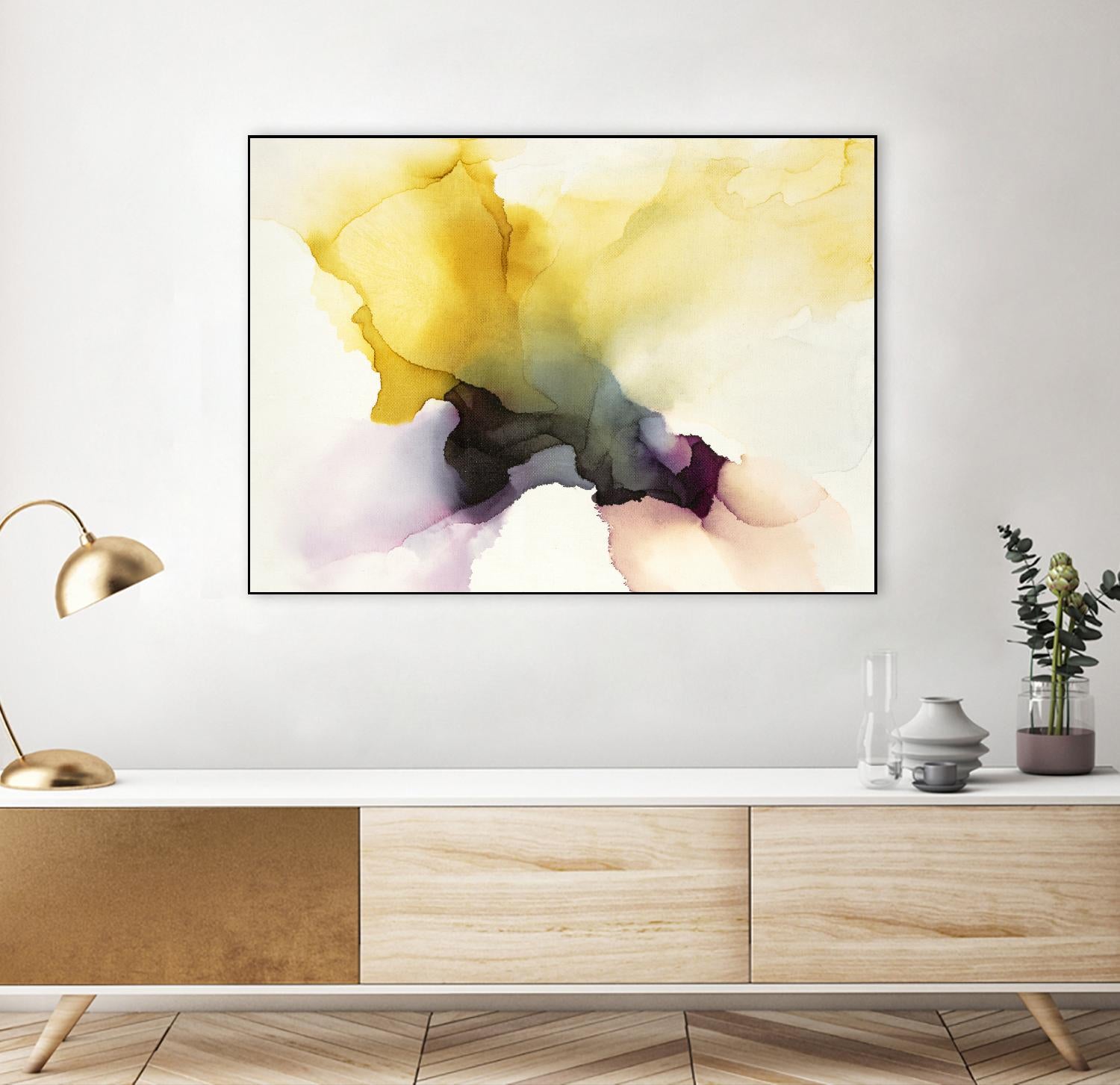 Never Have I Laid Eyes On Equal Beauty In Man Or Woman by Kippi Leonard on GIANT ART - yellows fluid abstracts