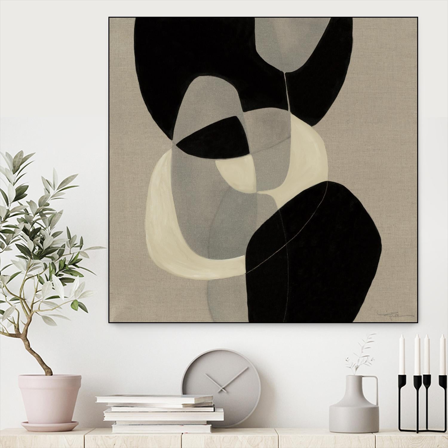 Gravity III by Kippi Leonard on GIANT ART - beige organic shapes