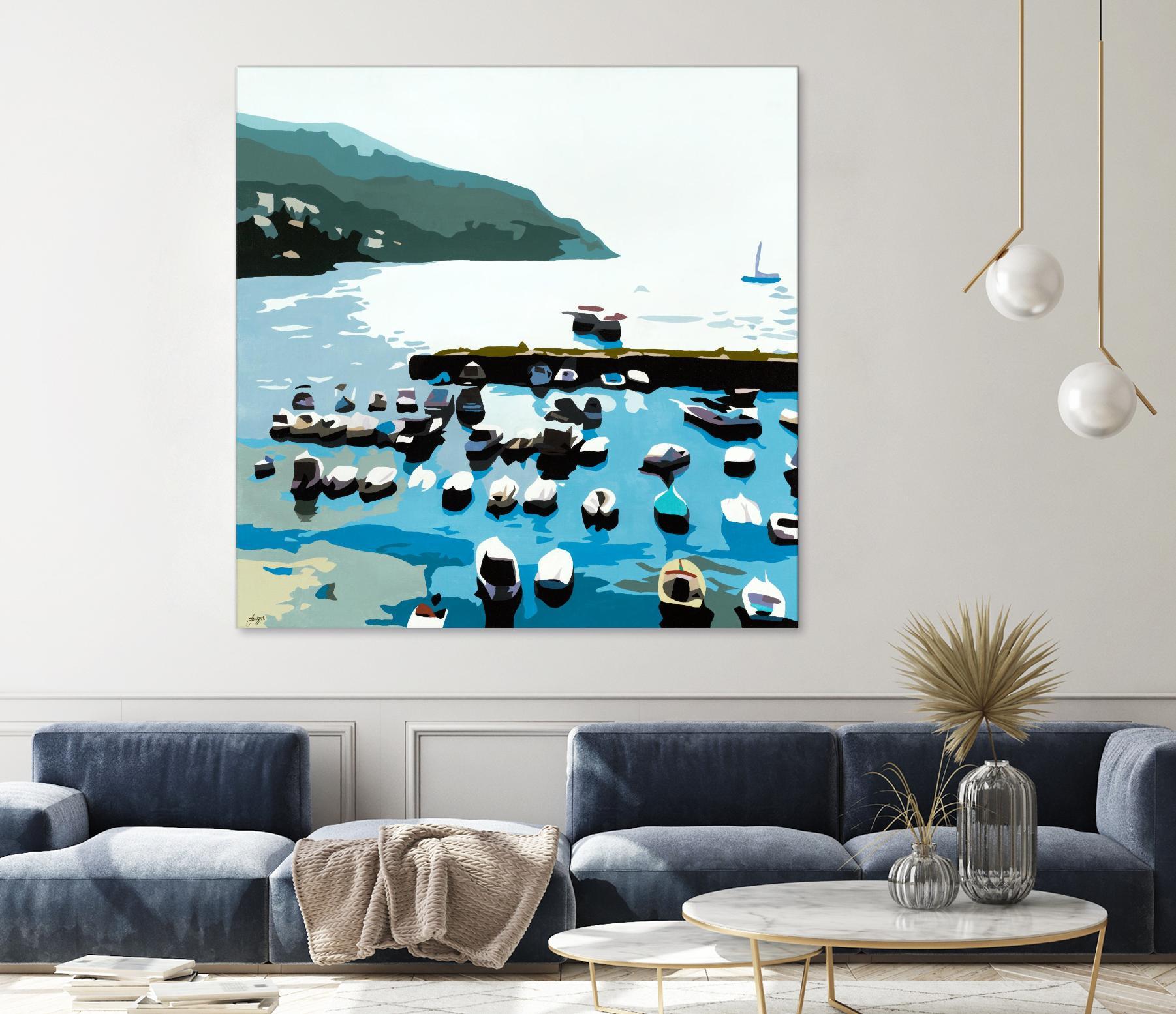 Boats by Beth Ann Lawson on GIANT ART - blues coastal ocean