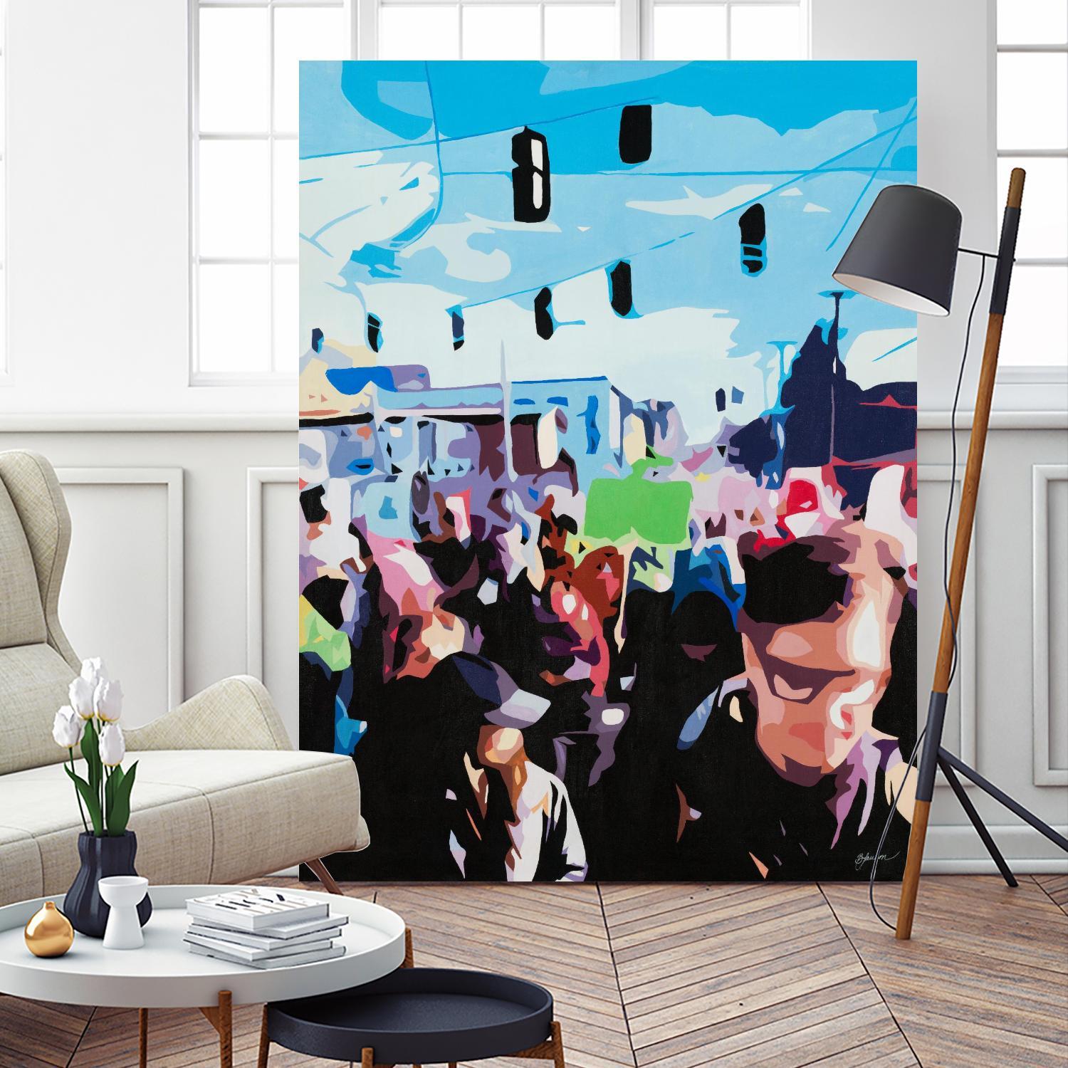 The March by Beth Ann Lawson on GIANT ART - blues figurative crowd