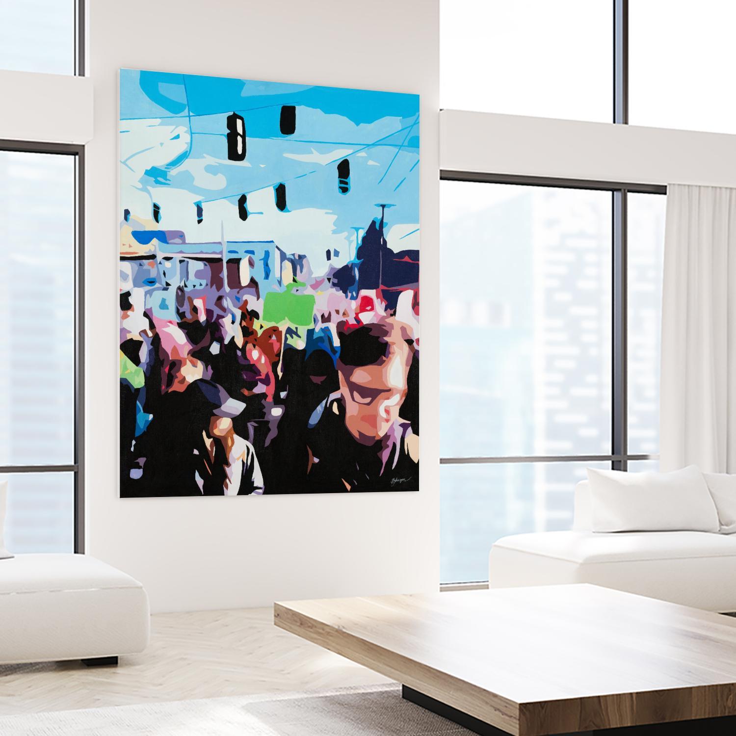 The March by Beth Ann Lawson on GIANT ART - blues figurative crowd