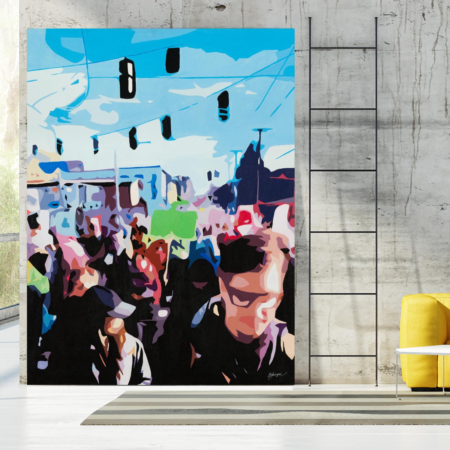 The March by Beth Ann Lawson on GIANT ART - blues figurative crowd