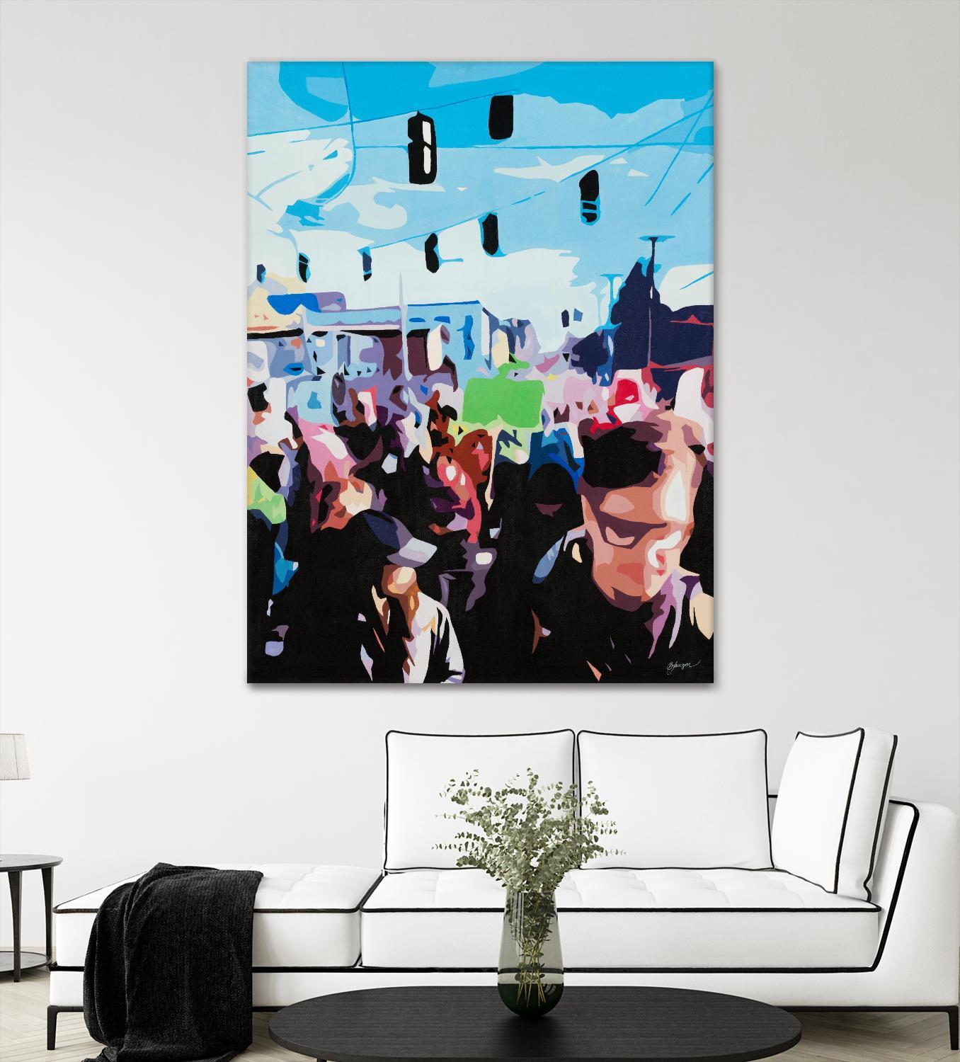 The March by Beth Ann Lawson on GIANT ART - blues figurative crowd