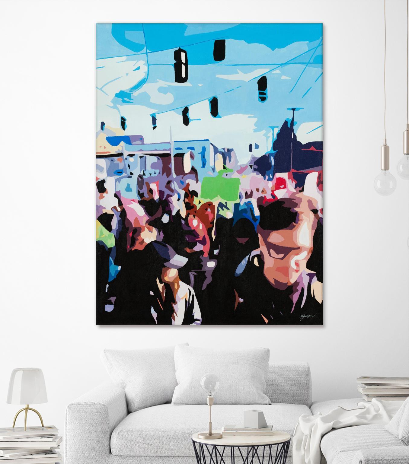 The March by Beth Ann Lawson on GIANT ART - blues figurative crowd