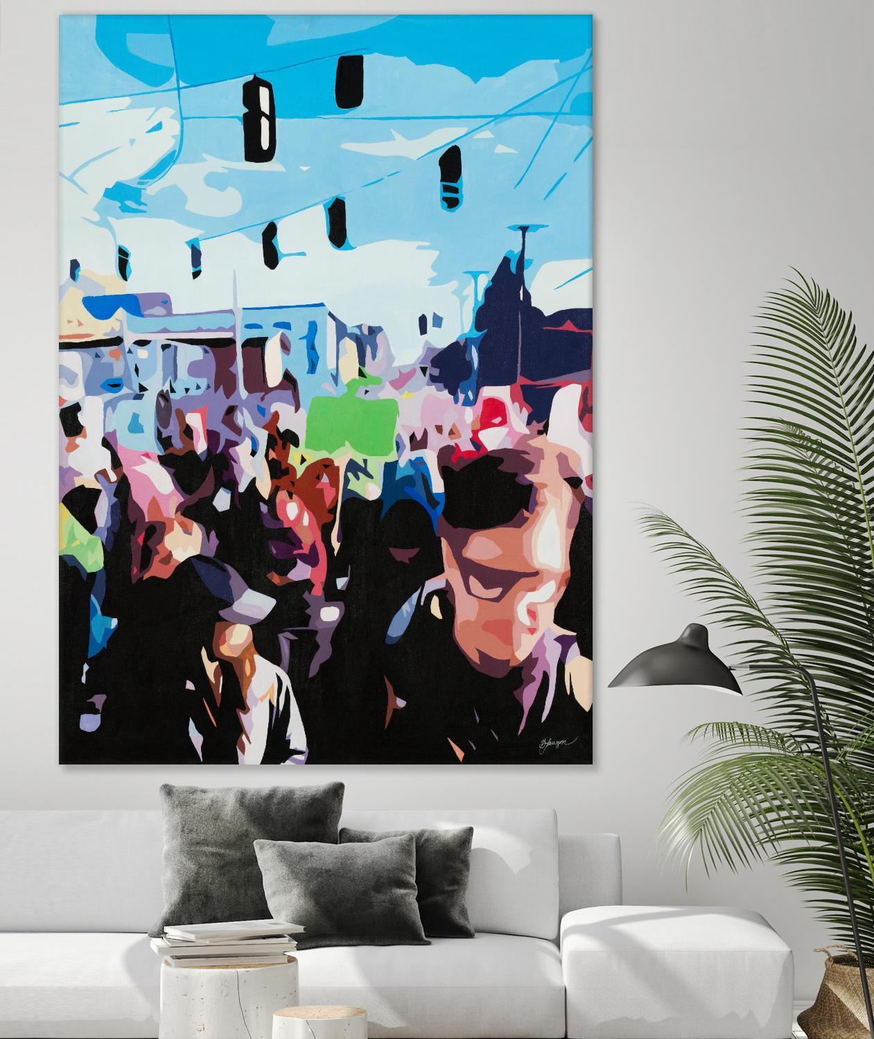 The March by Beth Ann Lawson on GIANT ART - blues figurative crowd