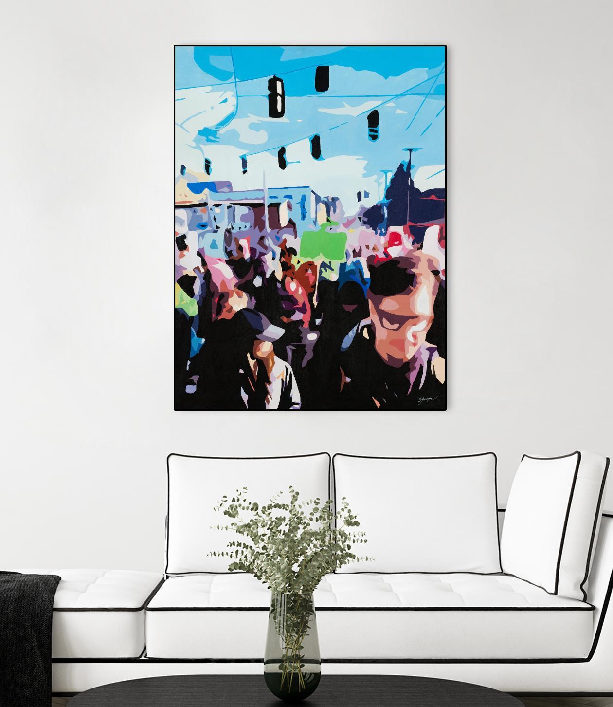 The March by Beth Ann Lawson on GIANT ART - blues figurative crowd