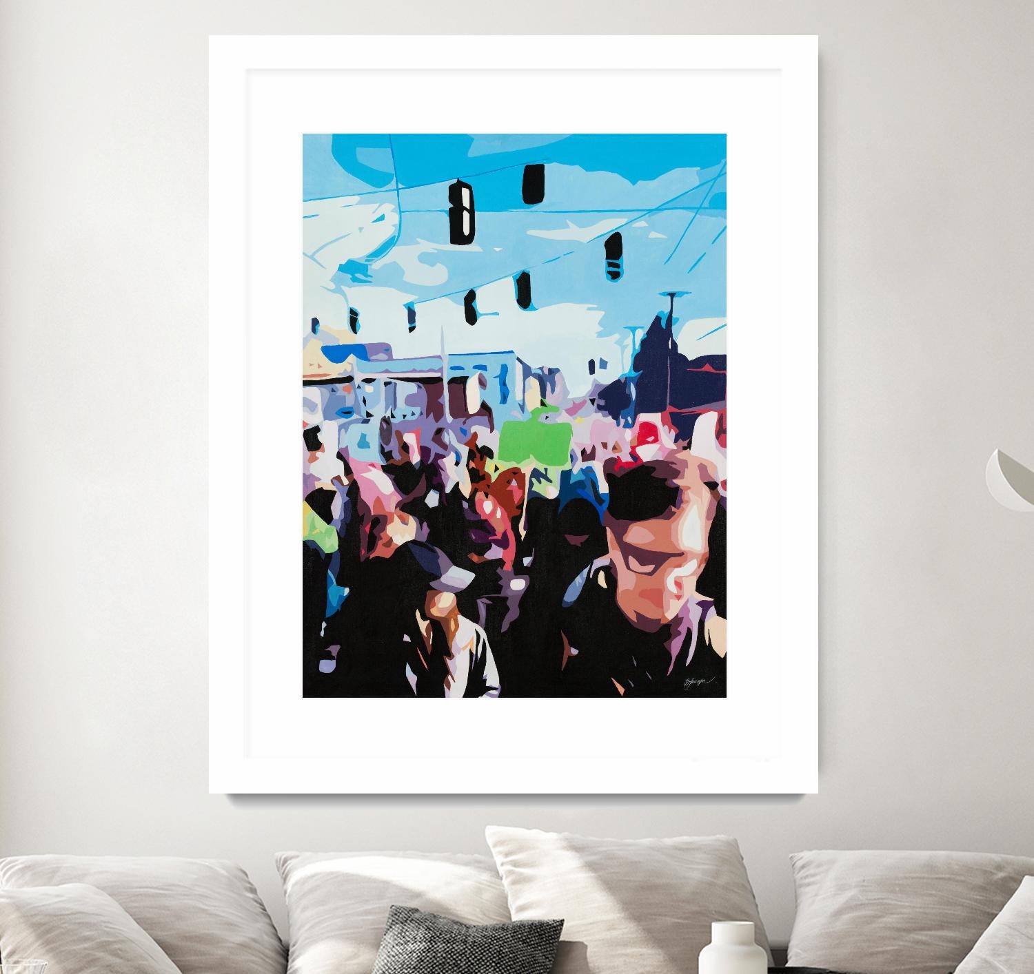 The March by Beth Ann Lawson on GIANT ART - blues figurative crowd