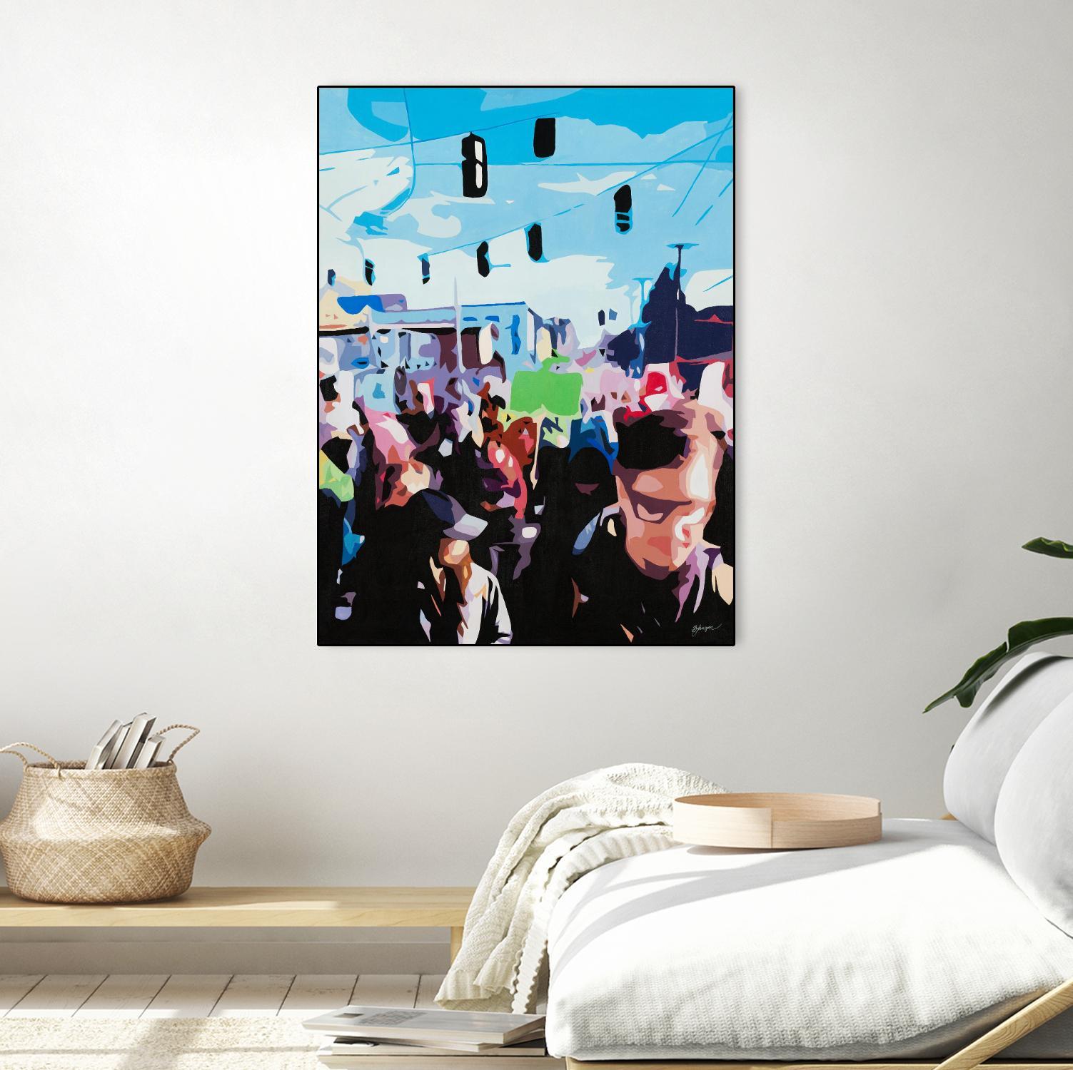 The March by Beth Ann Lawson on GIANT ART - blues figurative crowd