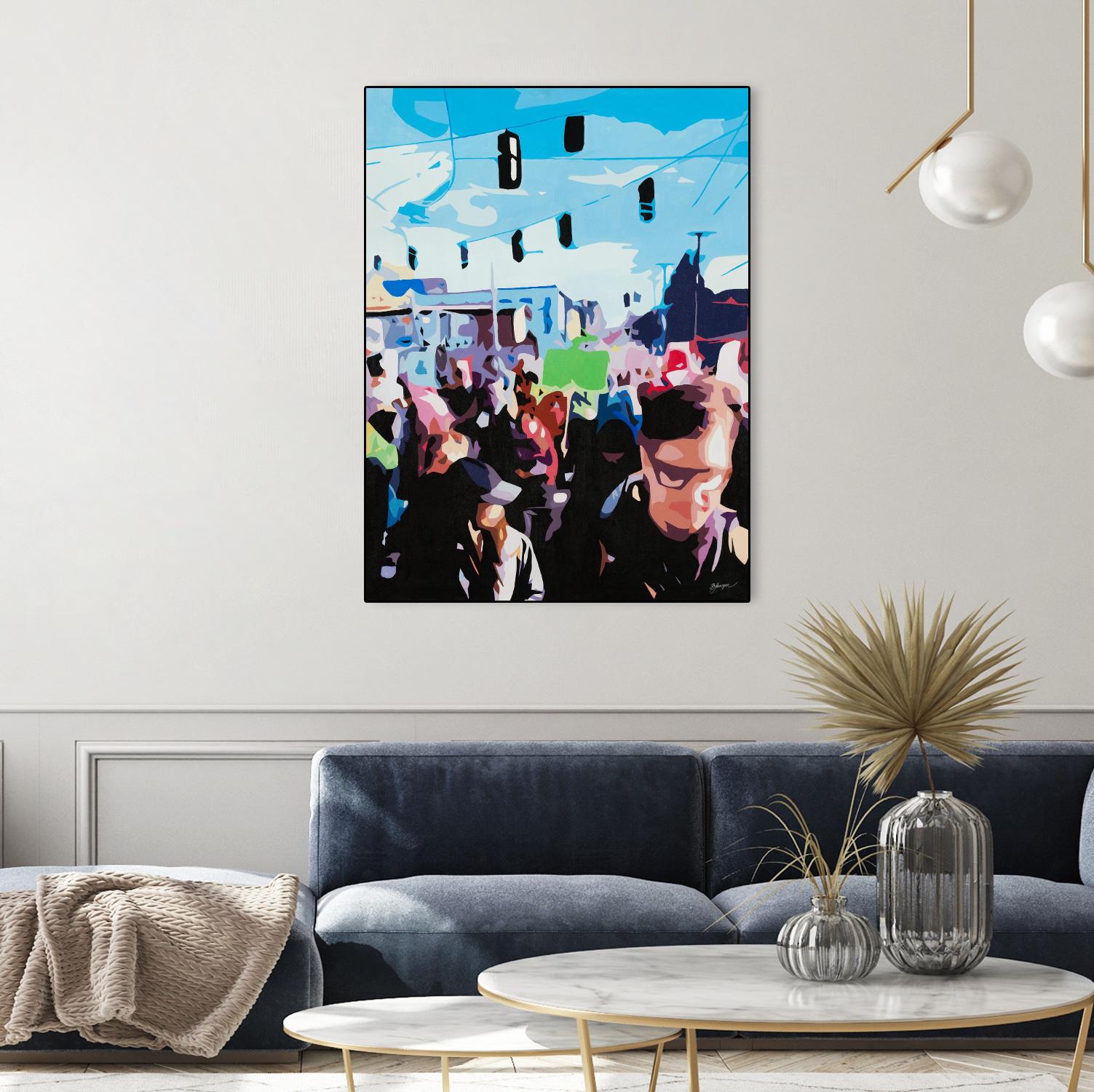 The March by Beth Ann Lawson on GIANT ART - blues figurative crowd