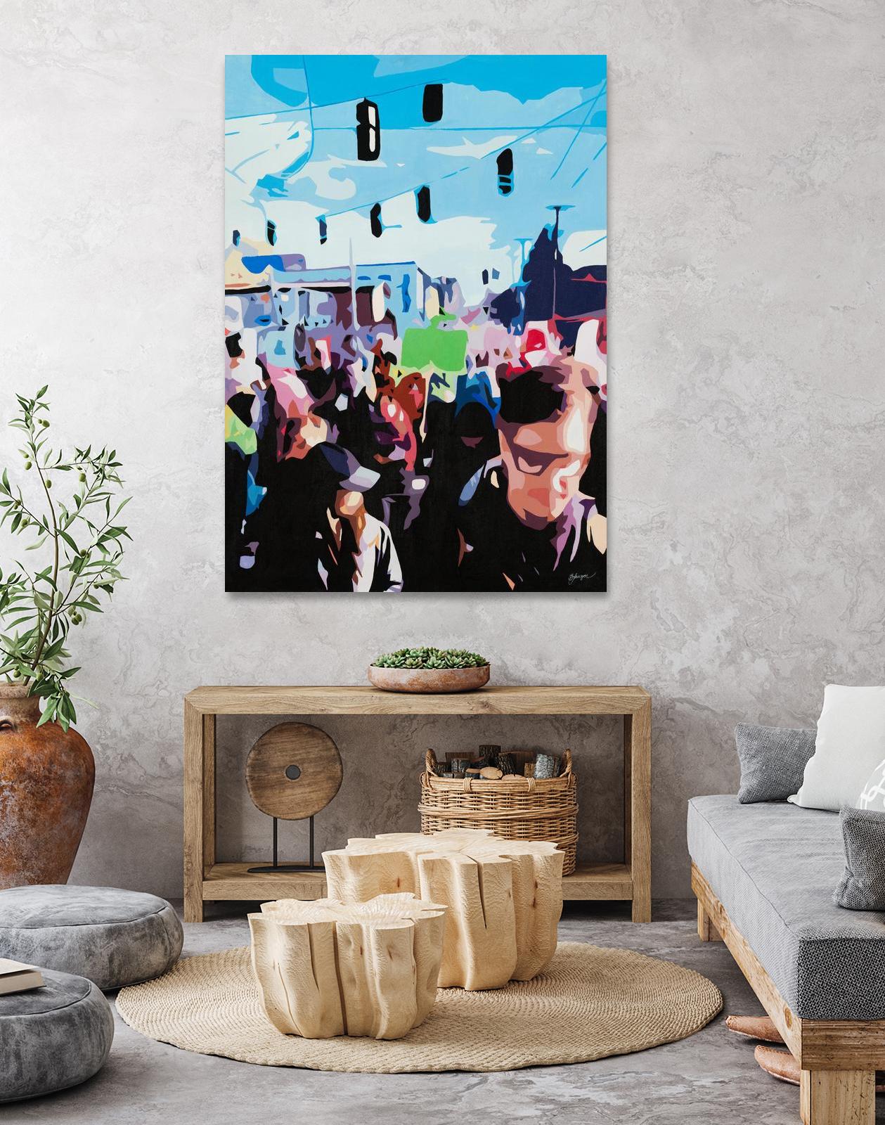 The March by Beth Ann Lawson on GIANT ART - blues figurative crowd