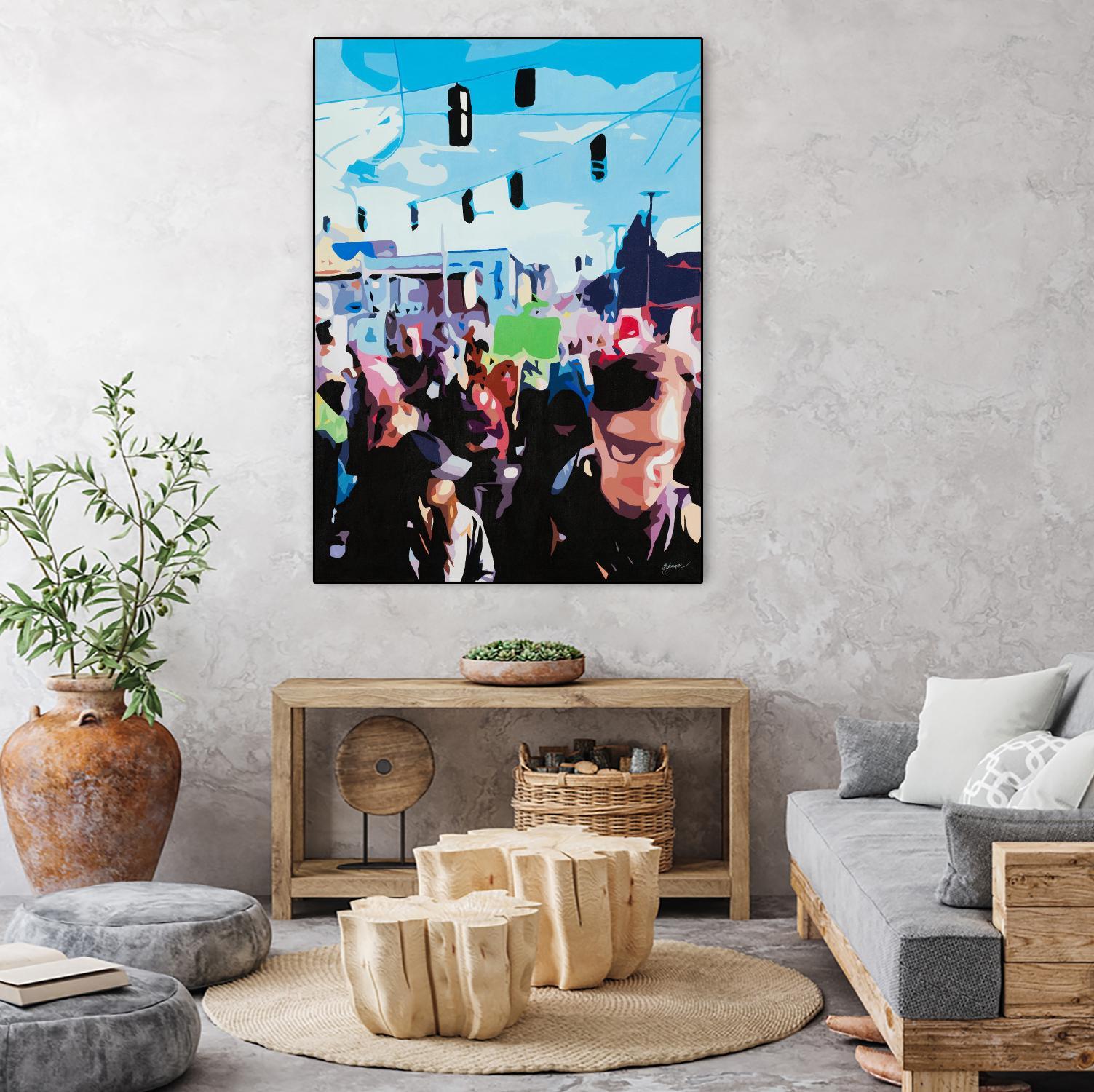 The March by Beth Ann Lawson on GIANT ART - blues figurative crowd