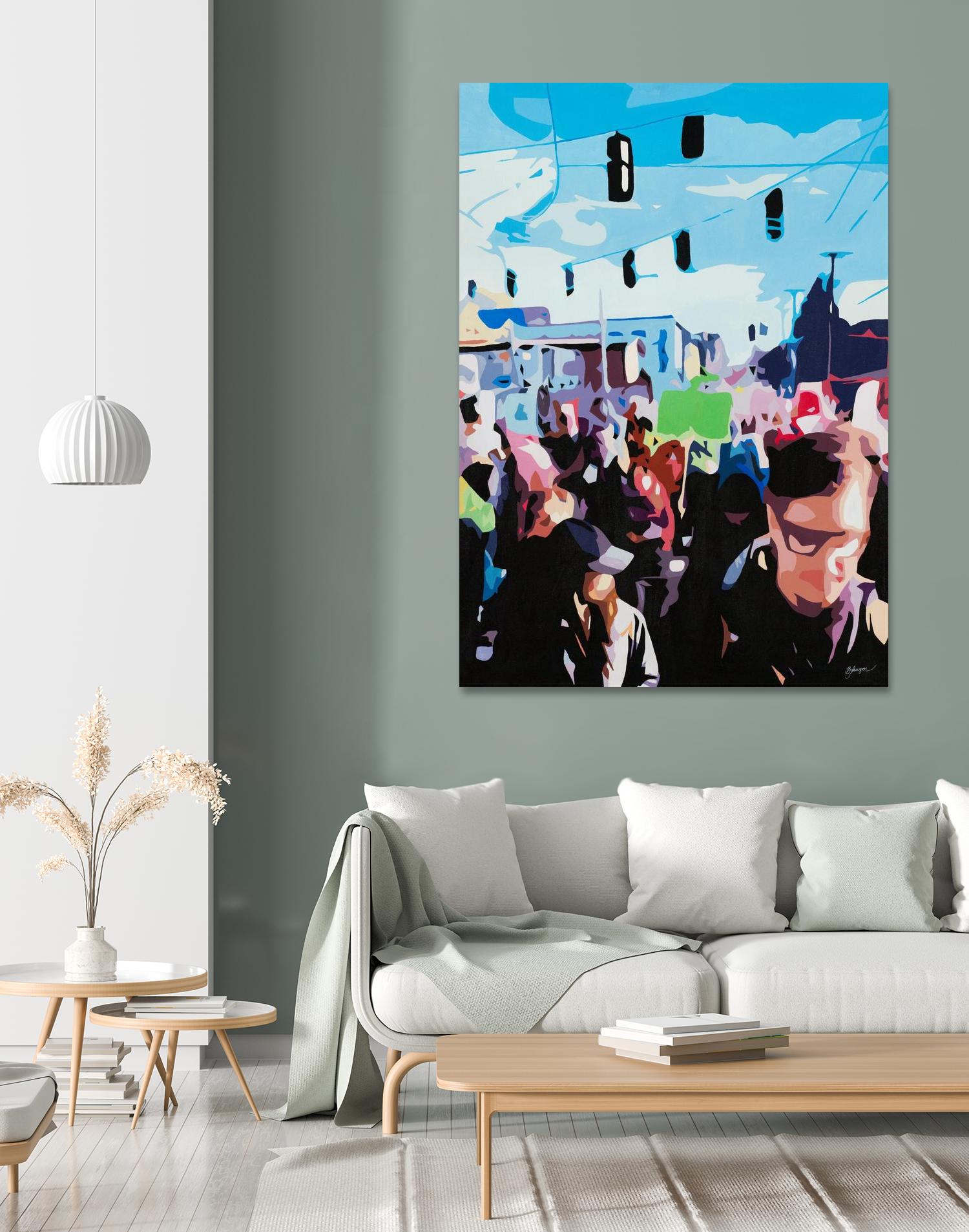 The March by Beth Ann Lawson on GIANT ART - blues figurative crowd