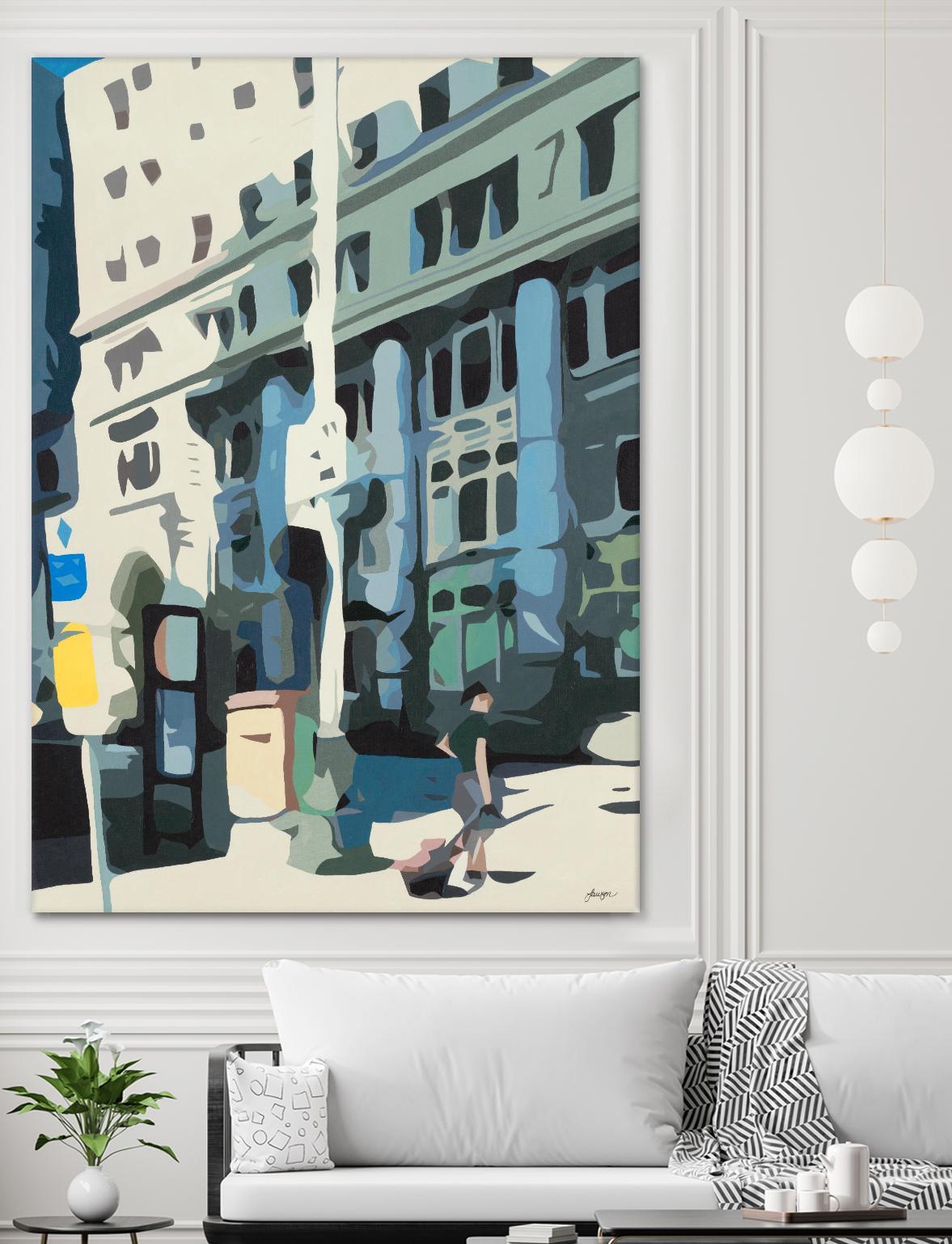 Alone Downtown by Beth Ann Lawson on GIANT ART - whites & creams cityscapes city