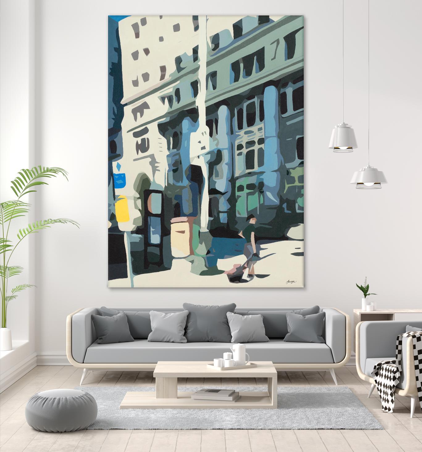 Alone Downtown by Beth Ann Lawson on GIANT ART - whites & creams cityscapes city