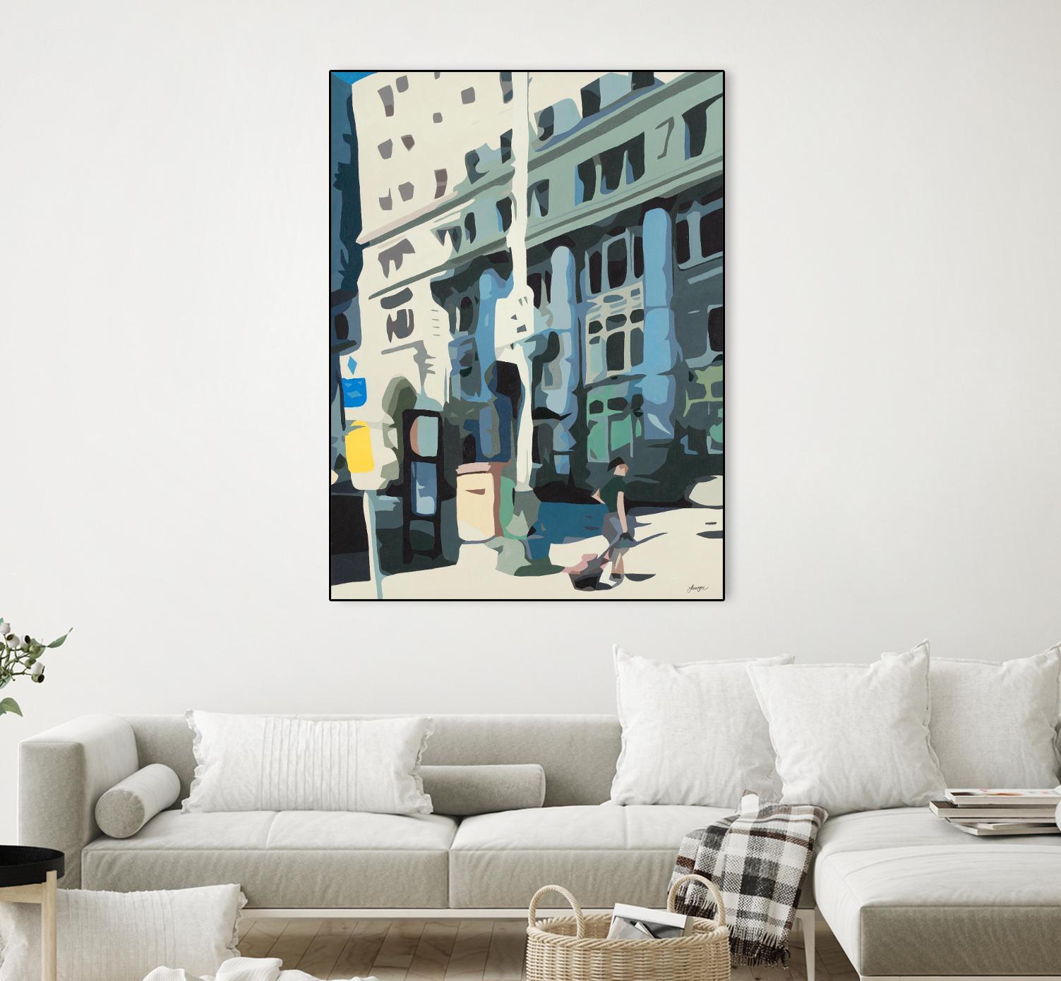Alone Downtown by Beth Ann Lawson on GIANT ART - whites & creams cityscapes city