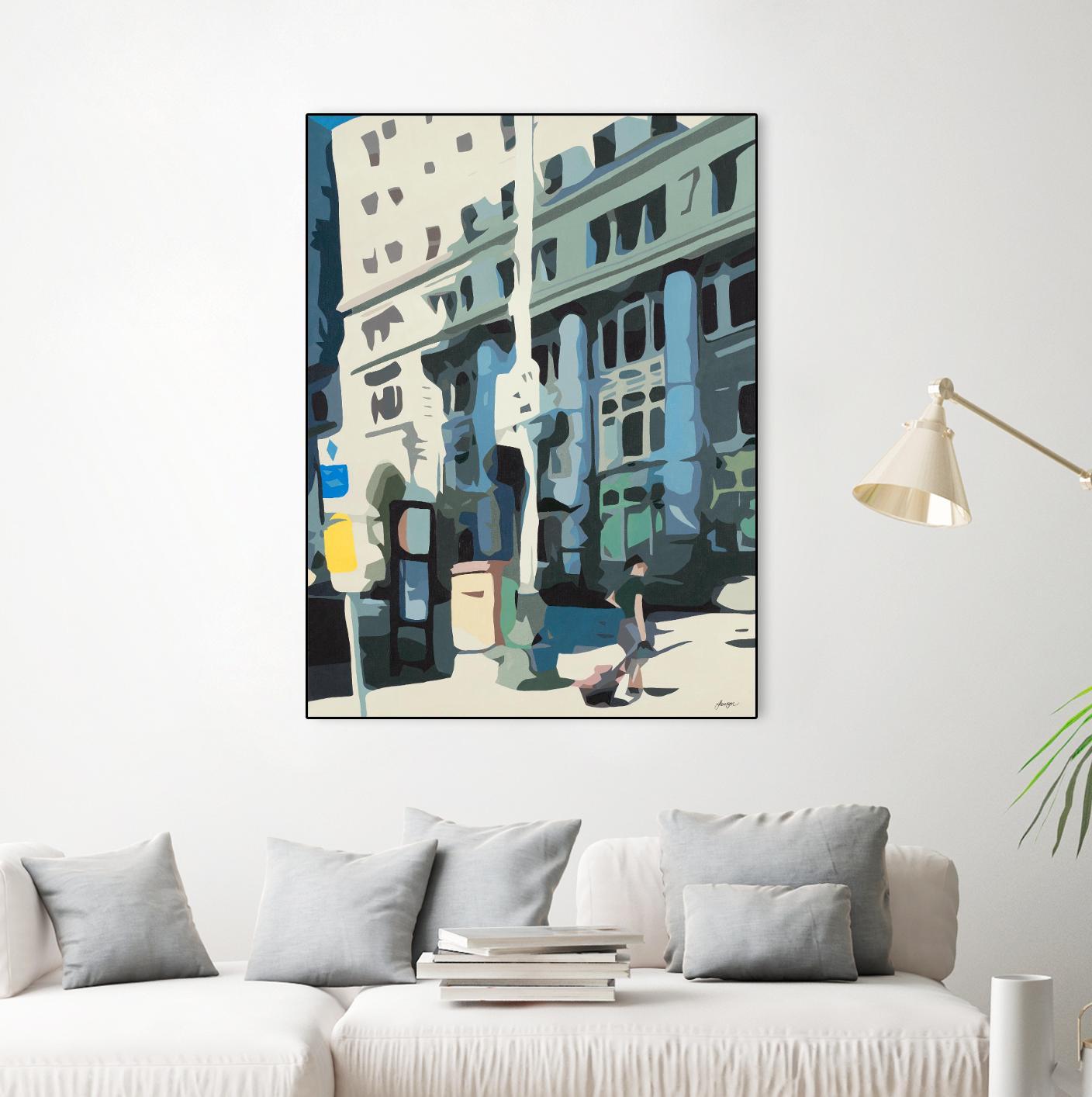 Alone Downtown by Beth Ann Lawson on GIANT ART - whites & creams cityscapes city