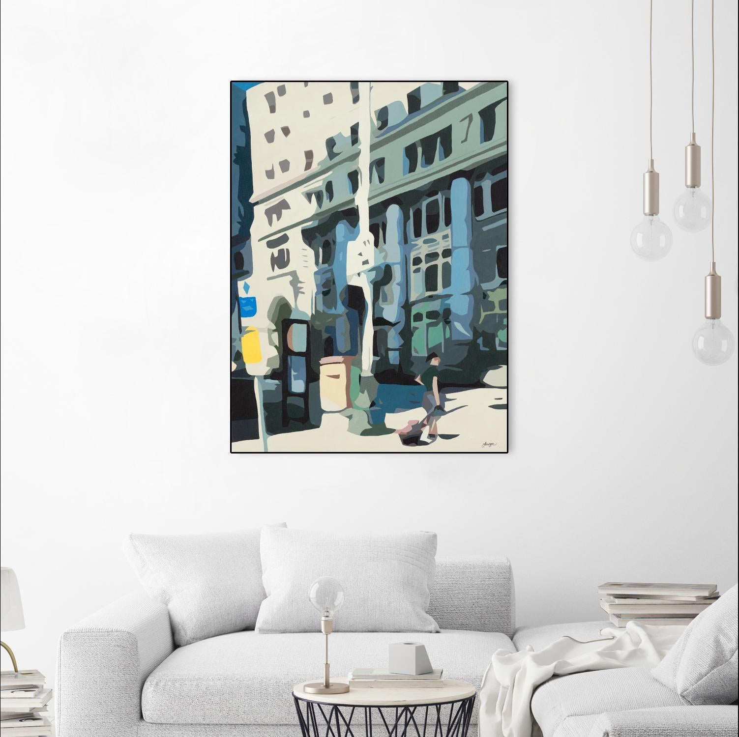 Alone Downtown by Beth Ann Lawson on GIANT ART - whites & creams cityscapes city