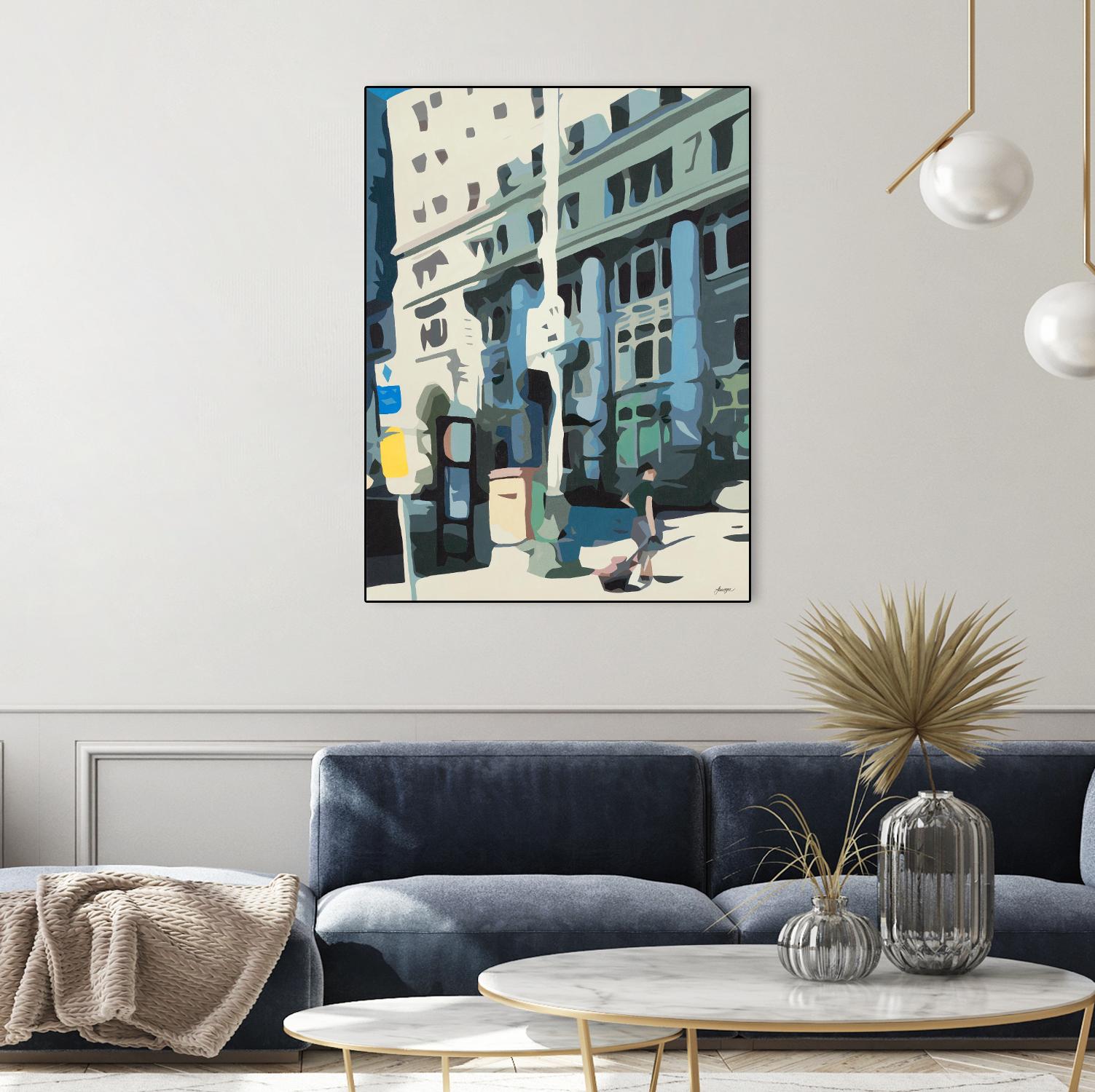 Alone Downtown by Beth Ann Lawson on GIANT ART - whites & creams cityscapes city