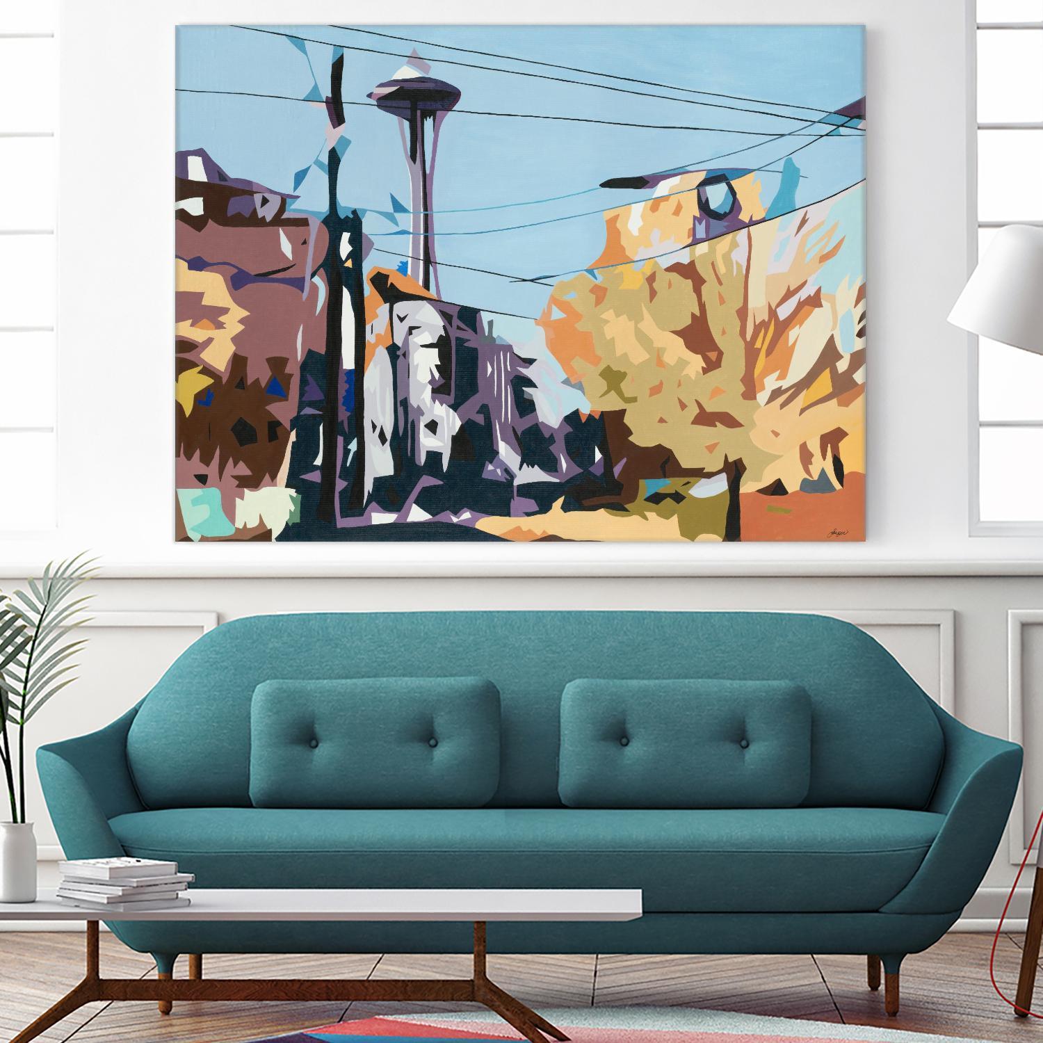 Eye Of The Needle by Beth Ann Lawson on GIANT ART - blues cityscapes space needle