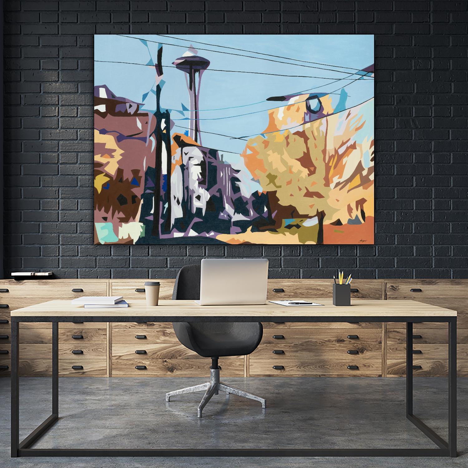 Eye Of The Needle by Beth Ann Lawson on GIANT ART - blues cityscapes space needle