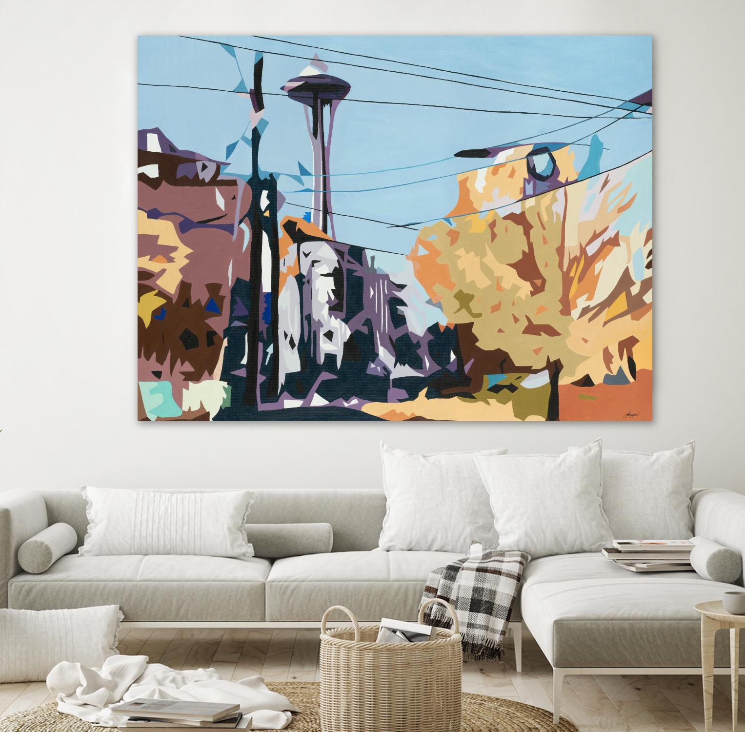 Eye Of The Needle by Beth Ann Lawson on GIANT ART - blues cityscapes space needle