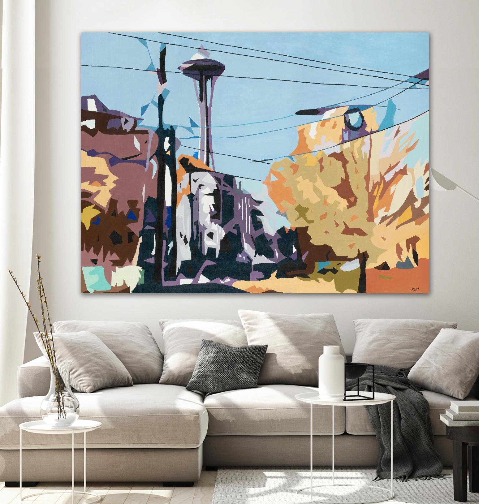 Eye Of The Needle by Beth Ann Lawson on GIANT ART - blues cityscapes space needle