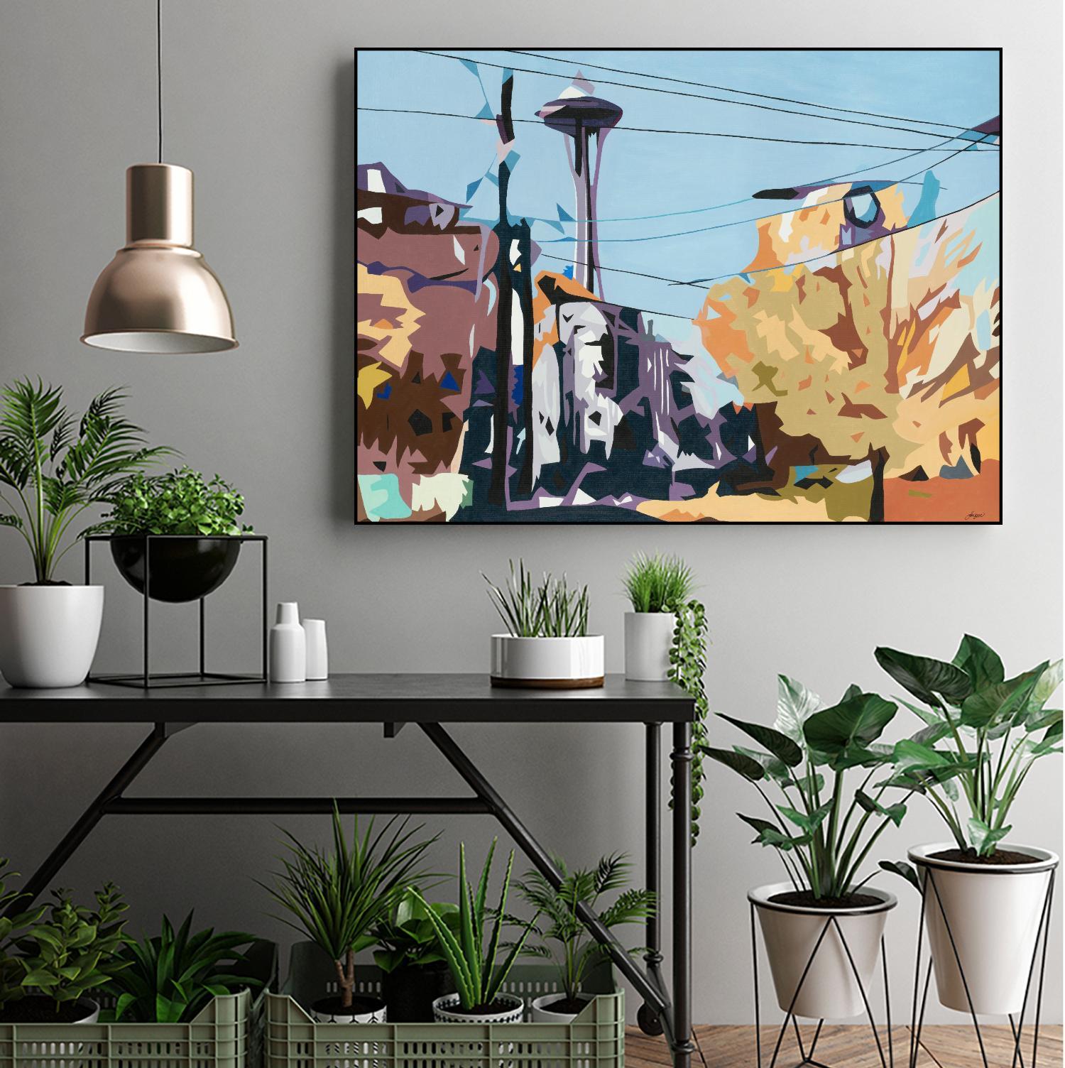 Eye Of The Needle by Beth Ann Lawson on GIANT ART - blues cityscapes space needle