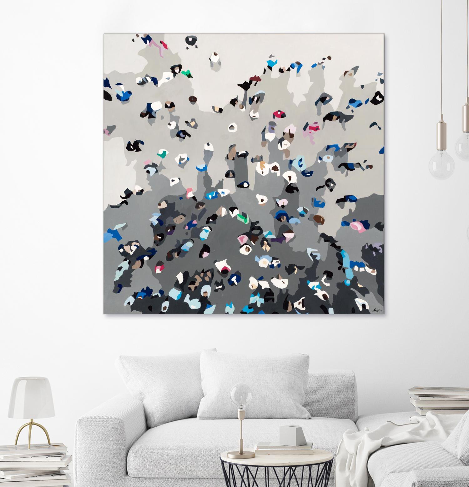 Crowd Sourcing by Beth Ann Lawson on GIANT ART - grays figurative crowd