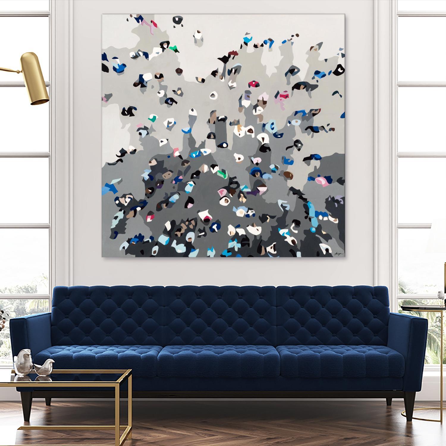 Crowd Sourcing by Beth Ann Lawson on GIANT ART - grays figurative crowd