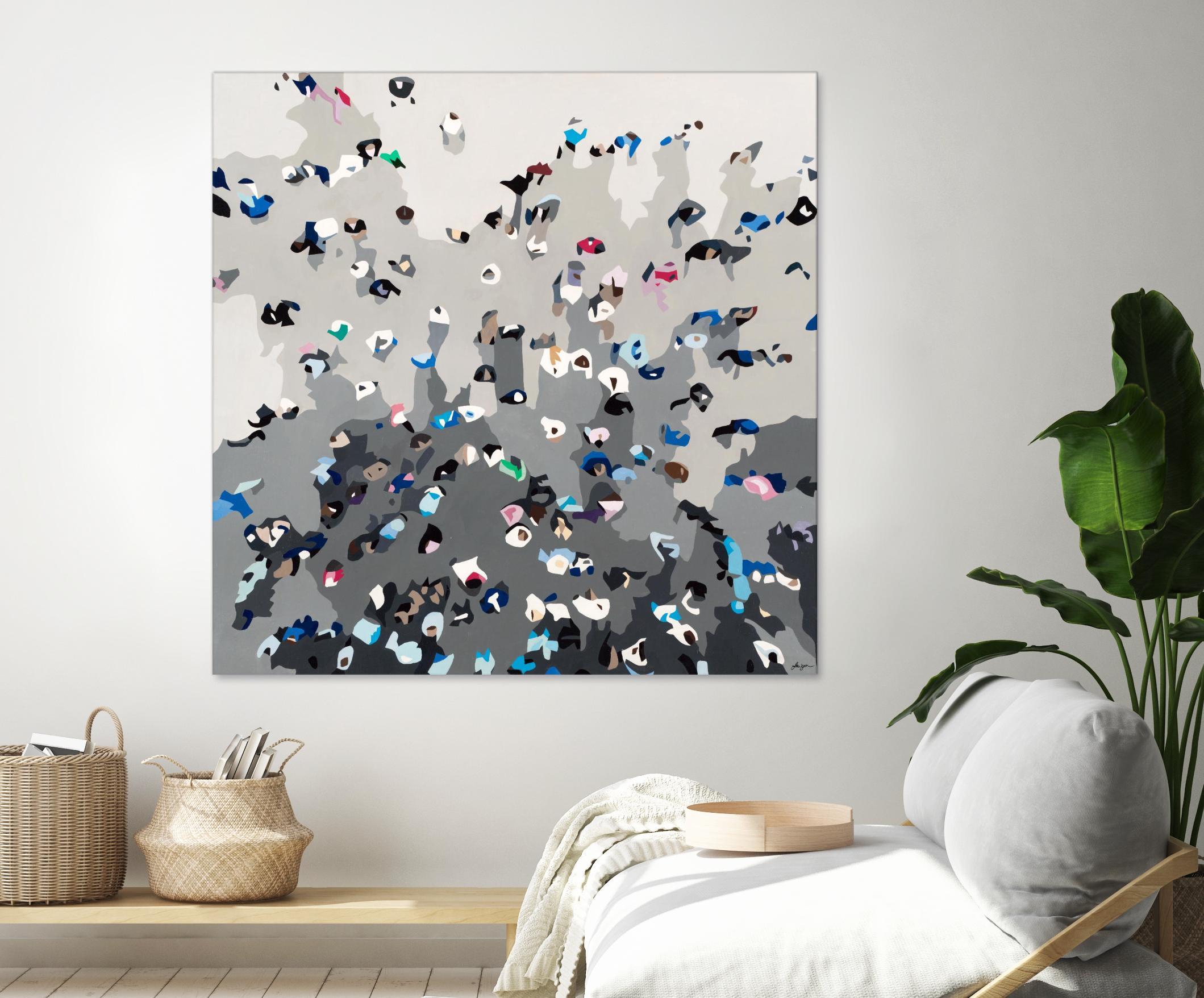 Crowd Sourcing by Beth Ann Lawson on GIANT ART - grays figurative crowd