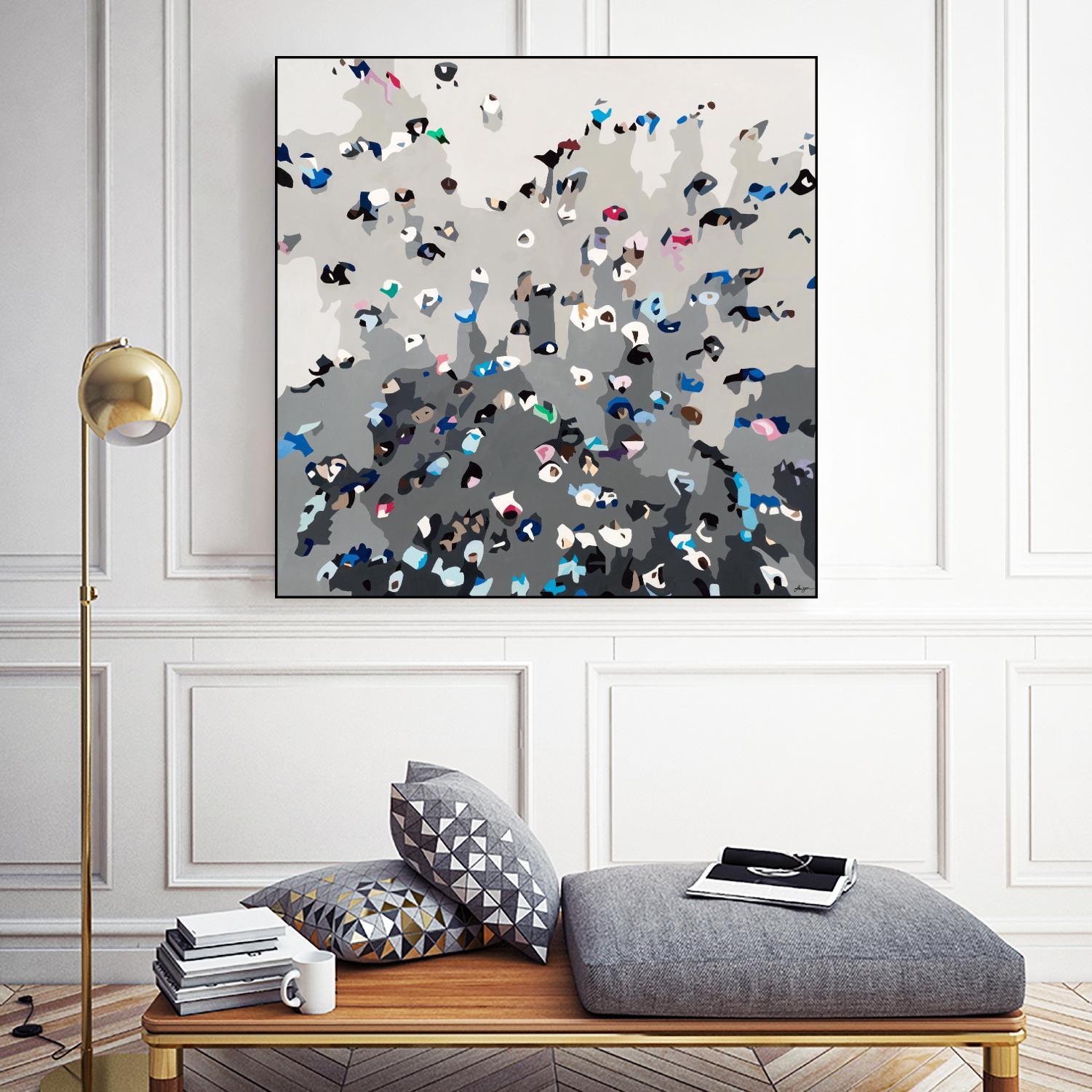 Crowd Sourcing by Beth Ann Lawson on GIANT ART - grays figurative crowd