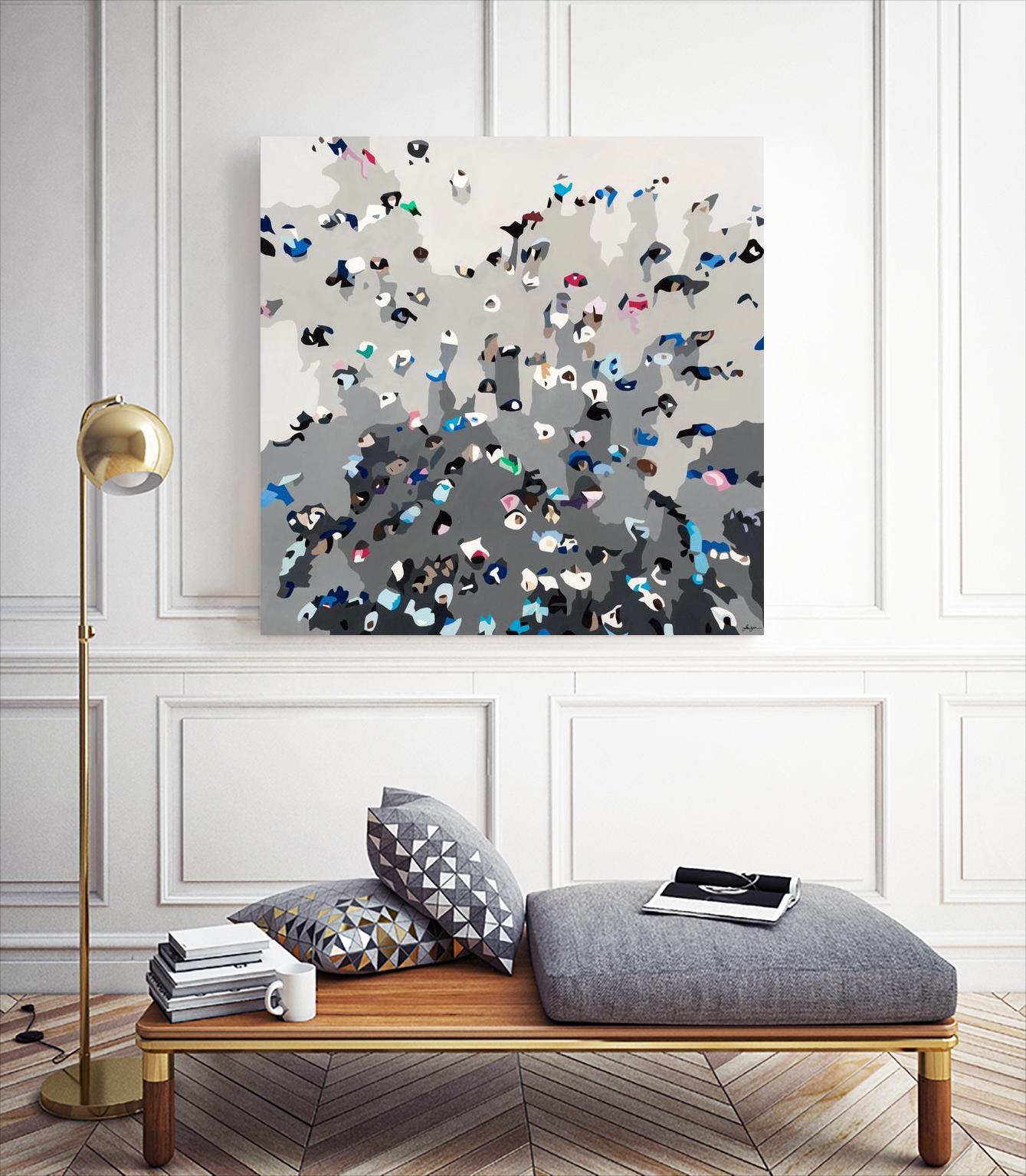 Crowd Sourcing by Beth Ann Lawson on GIANT ART - grays figurative crowd