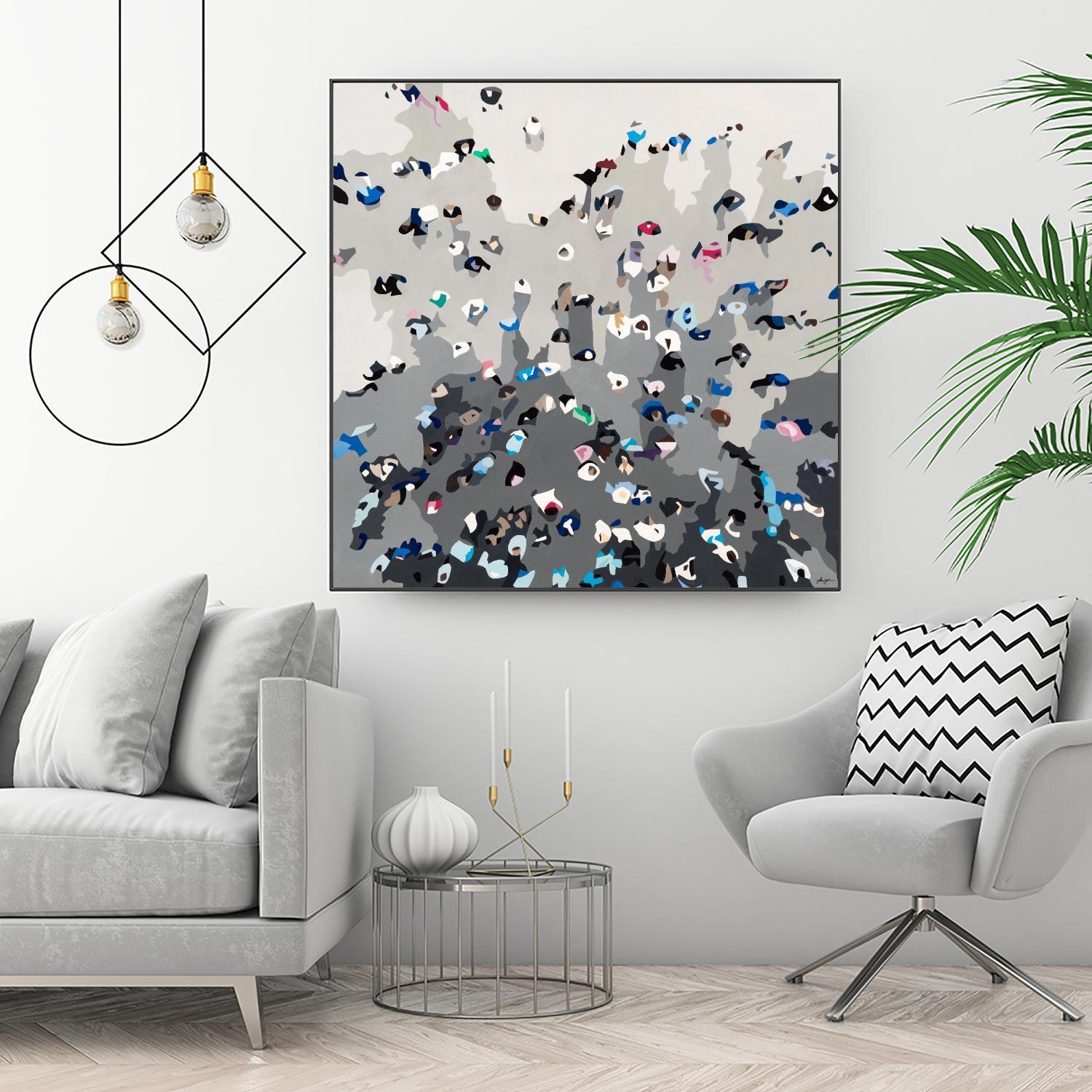 Crowd Sourcing by Beth Ann Lawson on GIANT ART - grays figurative crowd