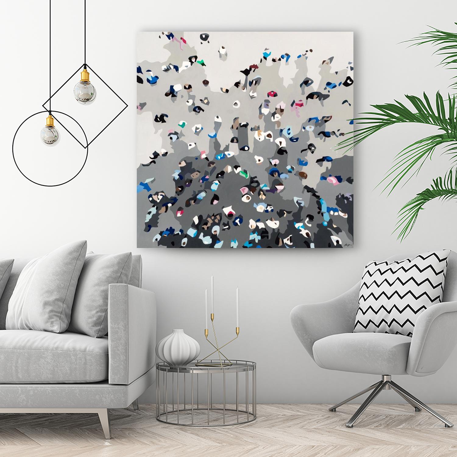 Crowd Sourcing by Beth Ann Lawson on GIANT ART - grays figurative crowd