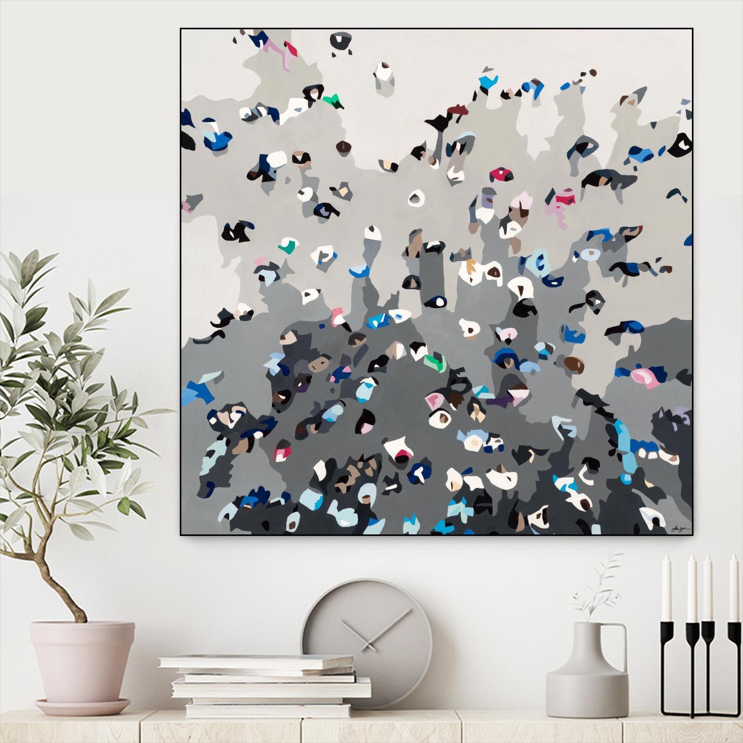 Crowd Sourcing by Beth Ann Lawson on GIANT ART - grays figurative crowd