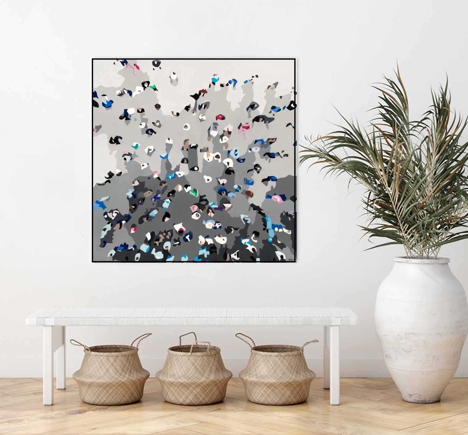 Crowd Sourcing by Beth Ann Lawson on GIANT ART - grays figurative crowd