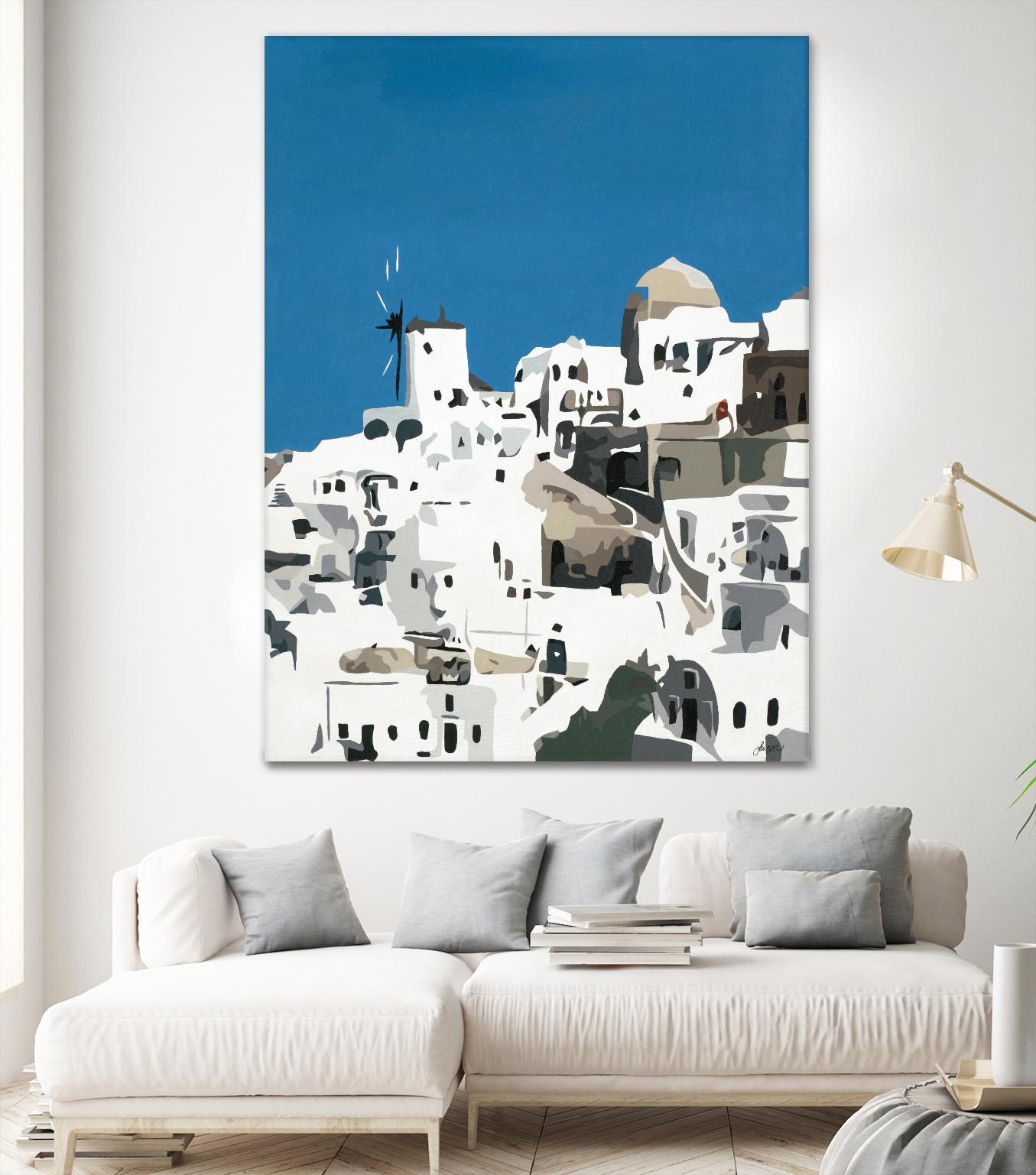 TILING AT WINDMILLS by Bethann Lawson on GIANT ART - blue and white coastal coastal