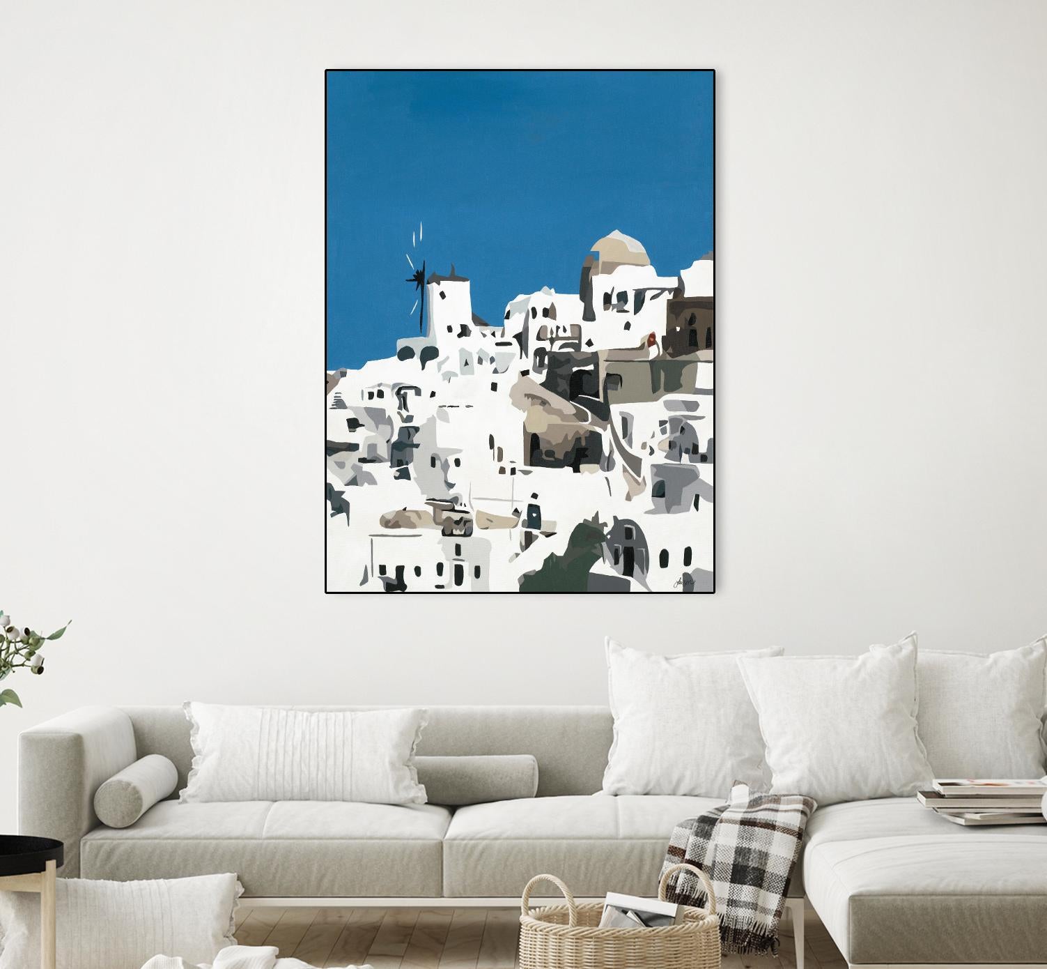 TILING AT WINDMILLS by Bethann Lawson on GIANT ART - blue and white coastal coastal