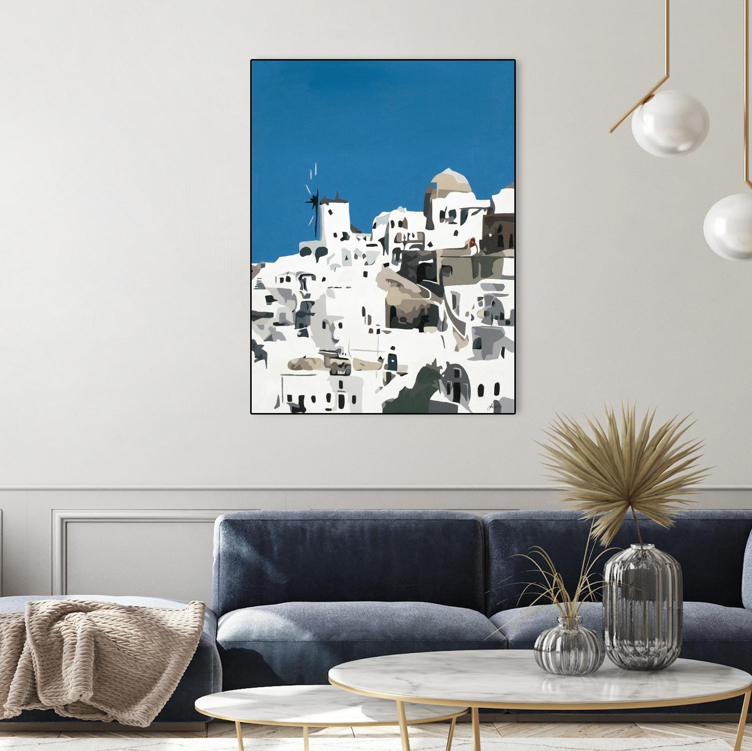 TILING AT WINDMILLS by Bethann Lawson on GIANT ART - blue and white coastal coastal