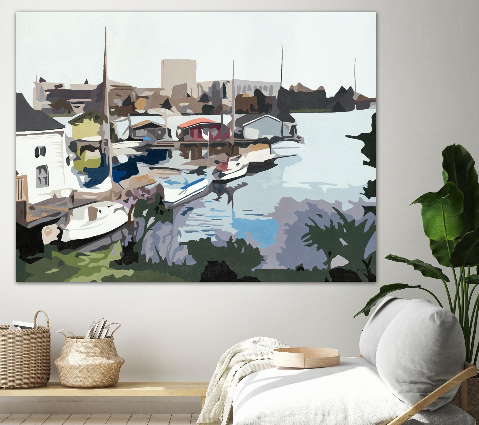 TUESDAY AFTERNOON ON PORTAGE BAY by Bethann Lawson on GIANT ART - blue coastal waterway