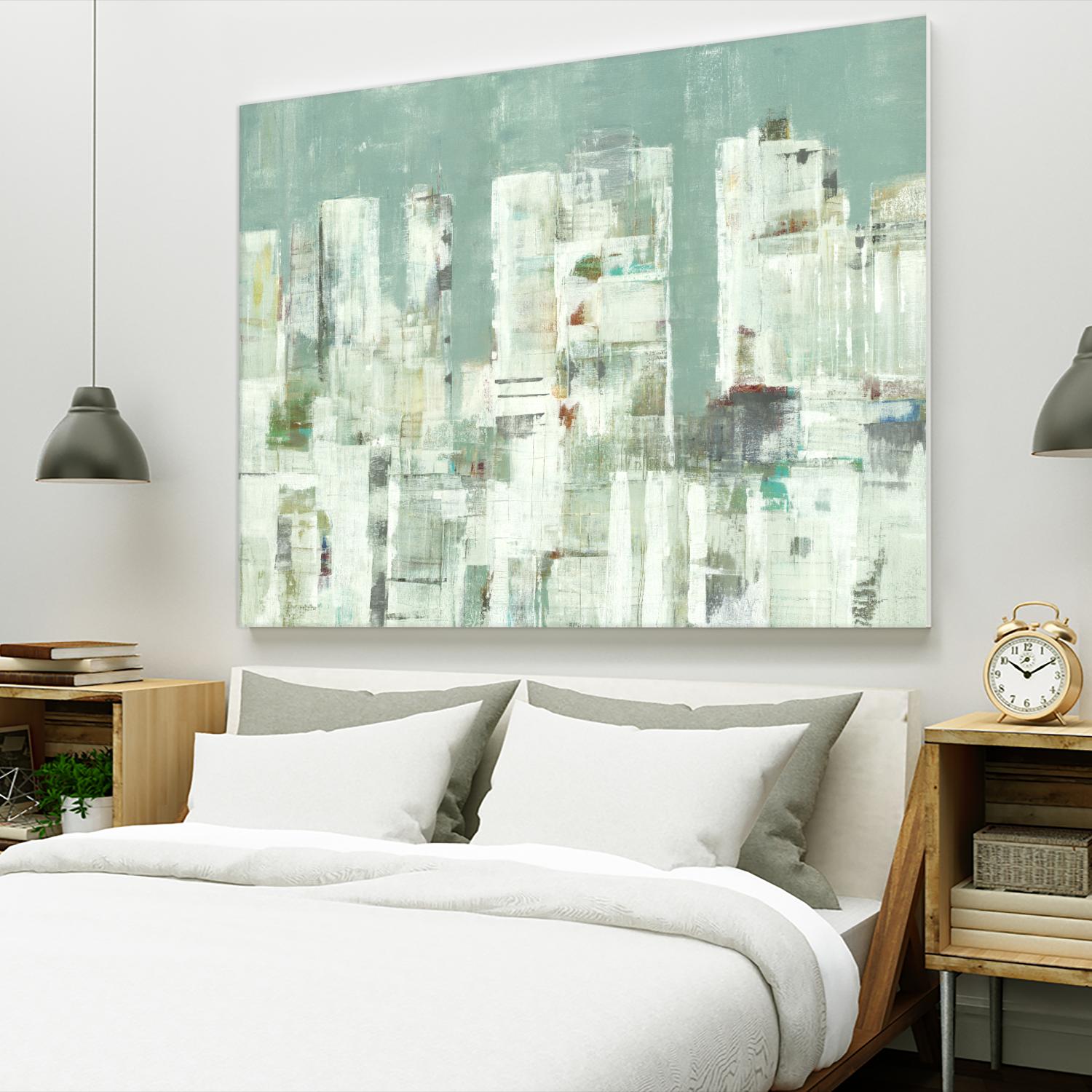 Skyline II by Lisa Ridgers on GIANT ART - greens cityscapes