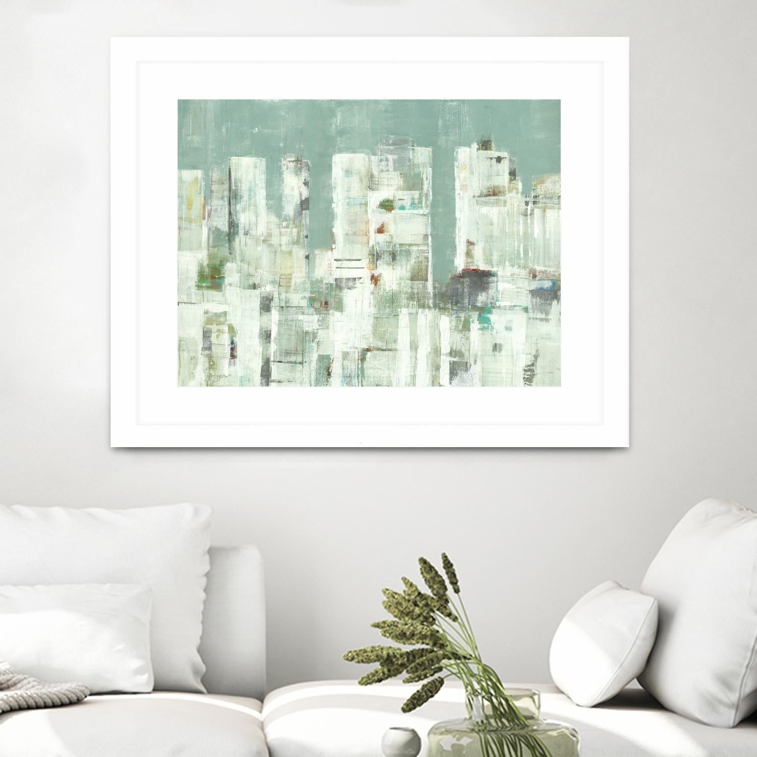 Skyline II by Lisa Ridgers on GIANT ART - greens cityscapes