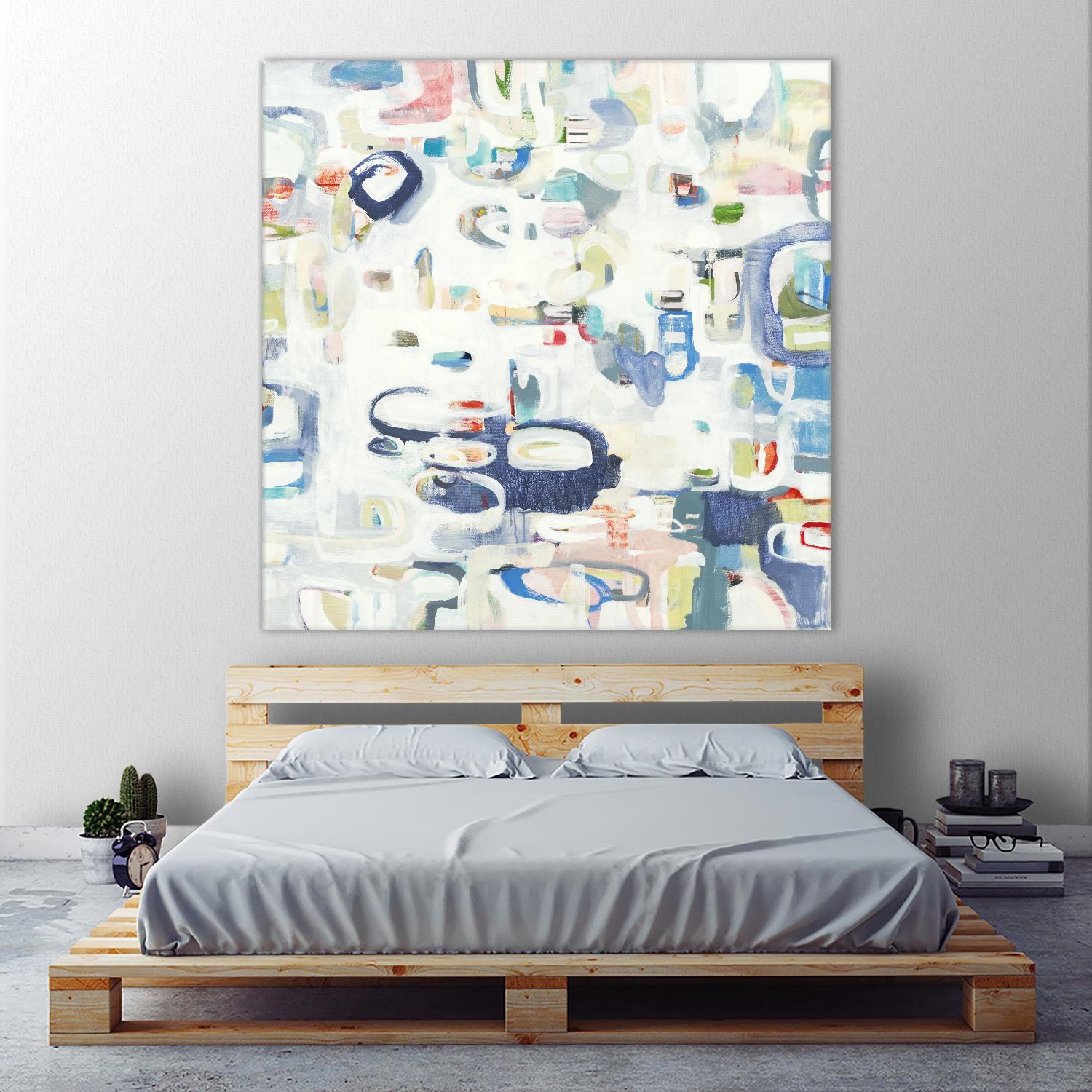 Retroactive by Lisa Ridgers on GIANT ART - whites & creams, blues abstract, geometric shapes