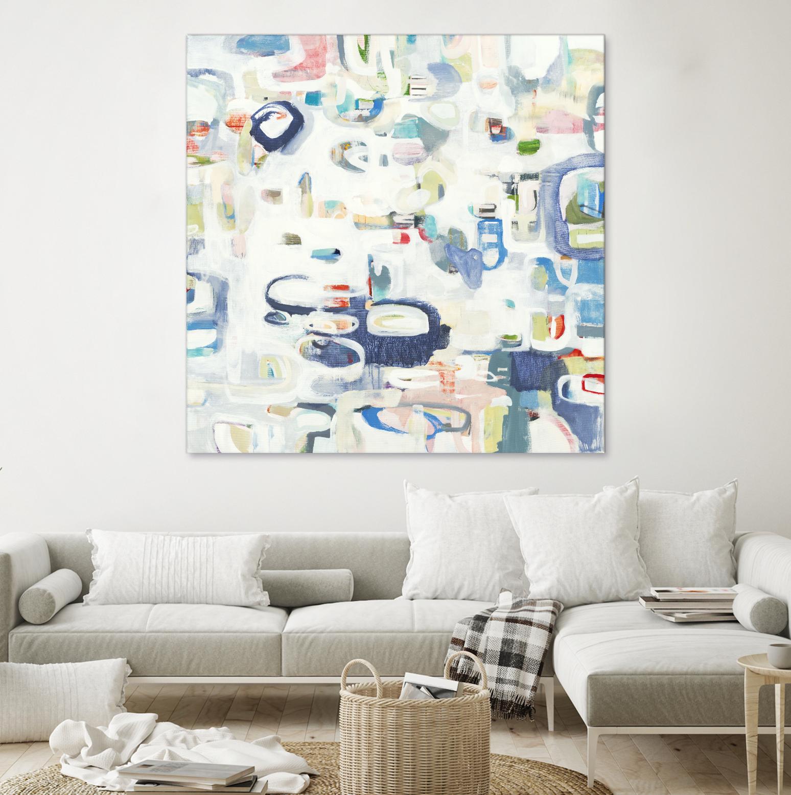Retroactive by Lisa Ridgers on GIANT ART - whites & creams, blues abstract, geometric shapes