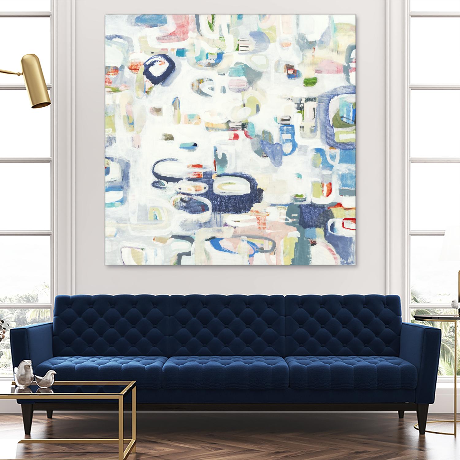 Retroactive by Lisa Ridgers on GIANT ART - whites & creams, blues abstract, geometric shapes